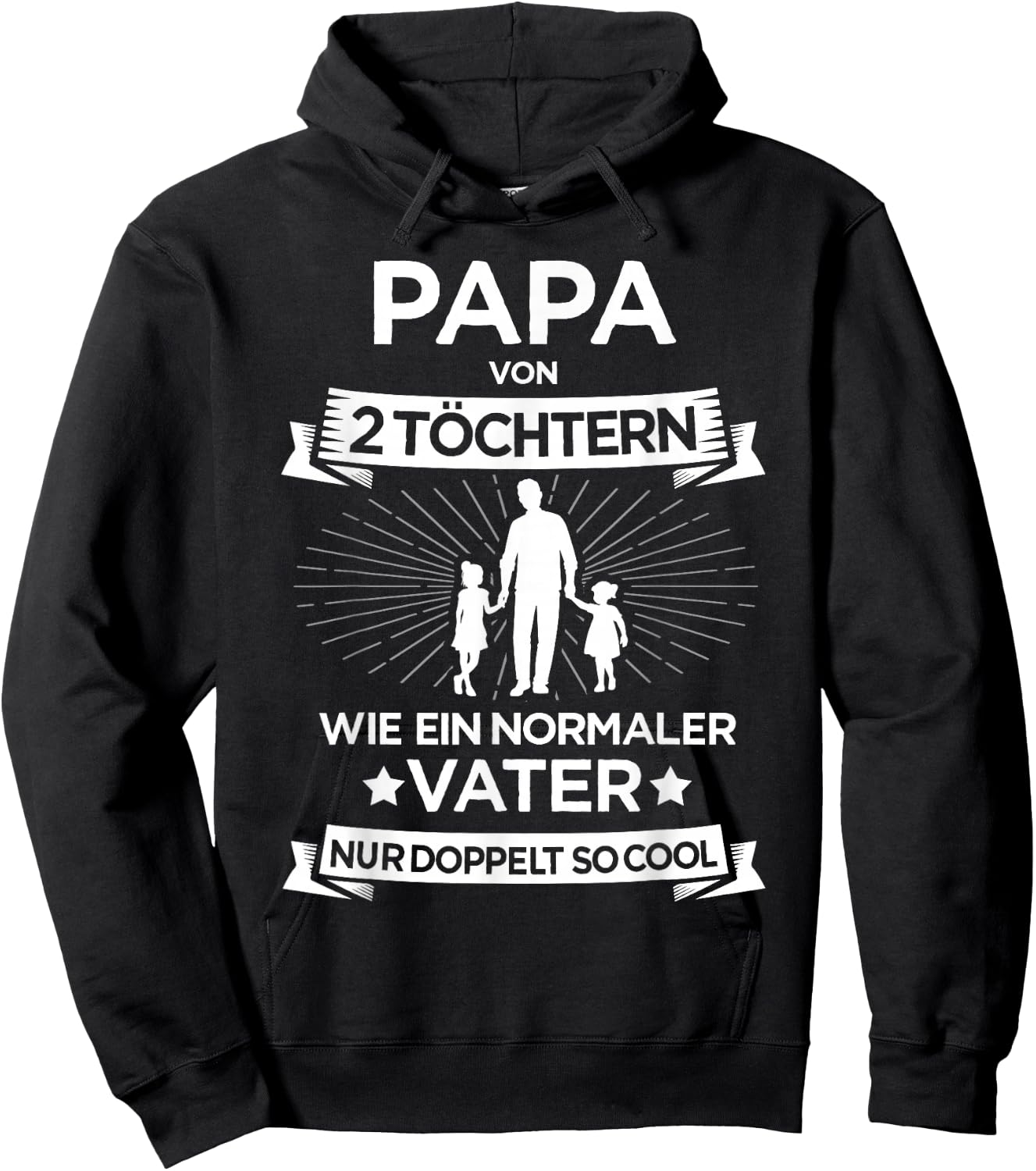 Papa zwei Mädchen für zweifachen Vater 2 Töchter Vatertag Hoodie - Hoodie | Black