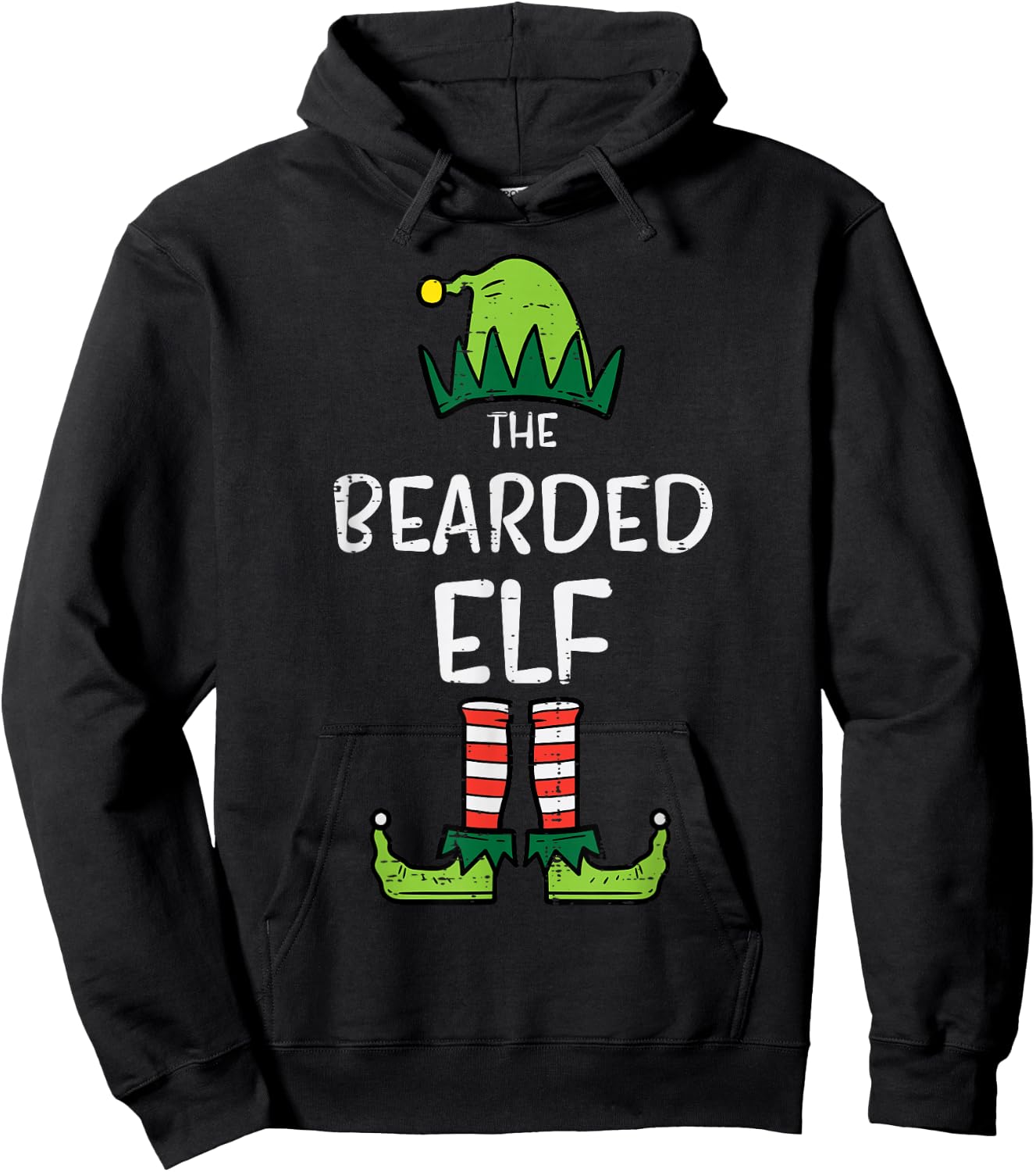 Bearded Elf Matching Christmas For Family Uncle Dad Hoodie - Hoodie | Black