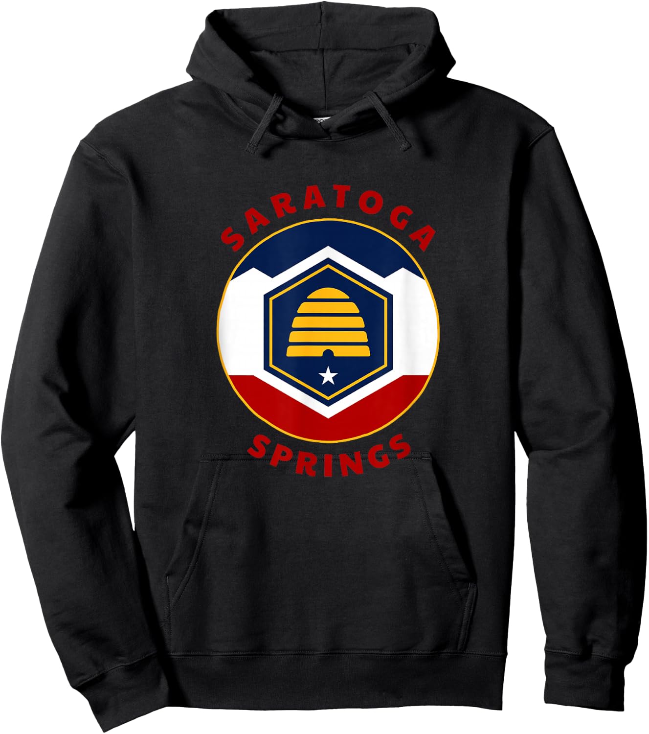Saratoga Springs Utah New UT Flag Beehive Vacation Souvenir Hoodie - Hoodie | Black