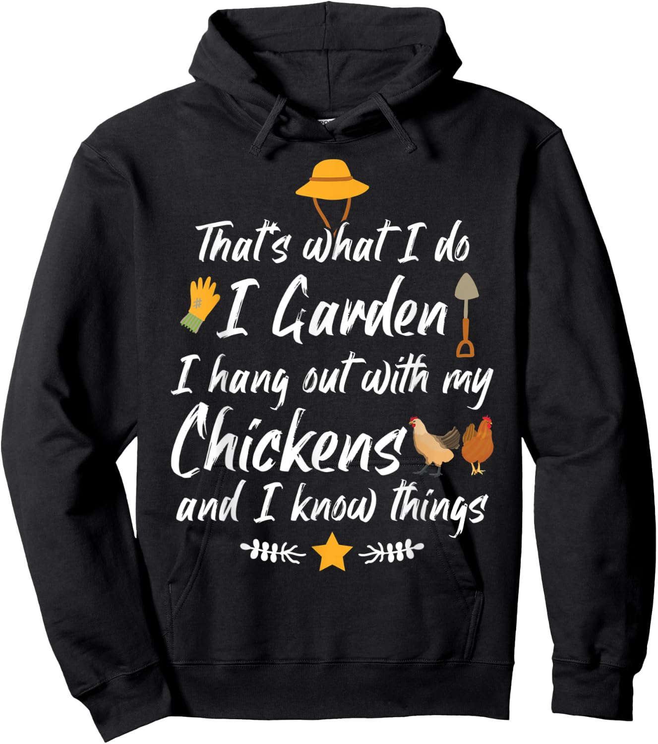 Funny I Garden I Hang Out With My Chickens Gardening Plant Hoodie - Hoodie | Black