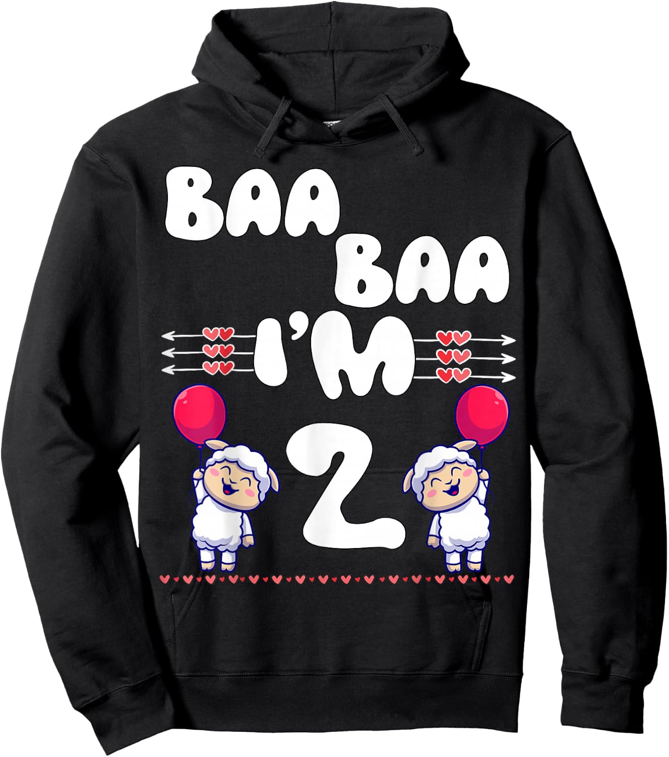 Baa Baa I'm 2 Farm Sheep Theme Party Two Year Birthday Hoodie - Hoodie | Black