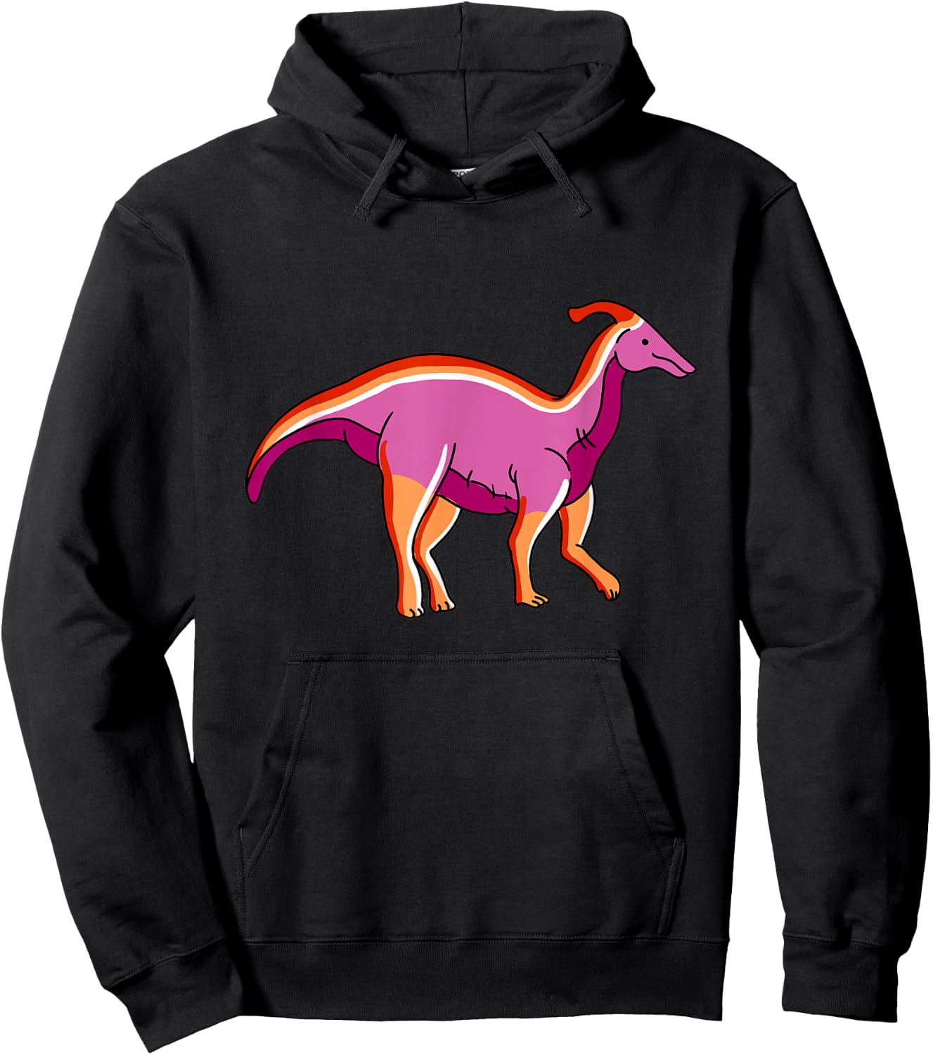 Lesbian Dinosaur Orange Pink Lesbian Pride Hoodie - Hoodie | Black
