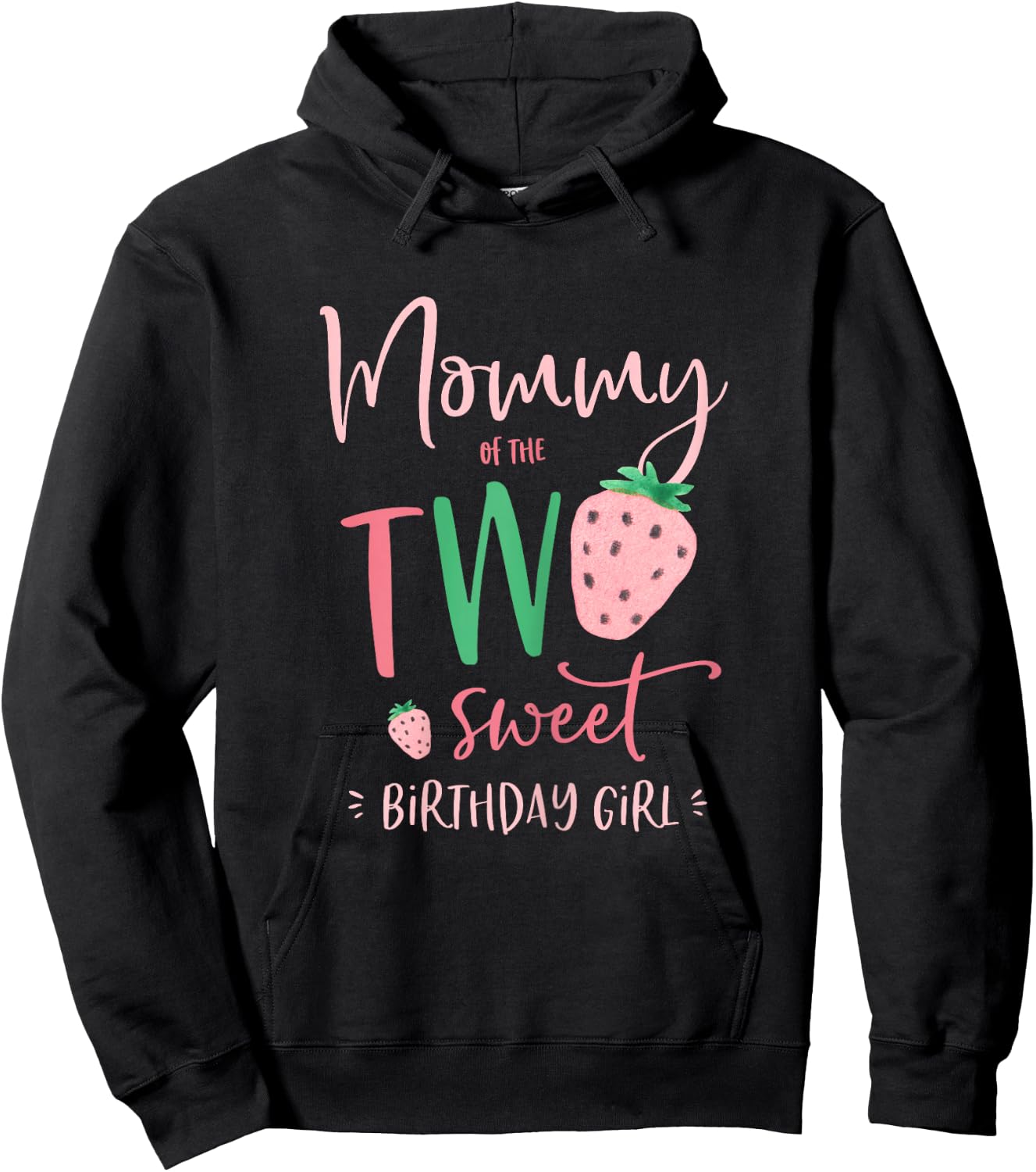 Mama der Zwei Süße Geburtstagskind Strawberry 2nd Party Hoodie - Hoodie | Black