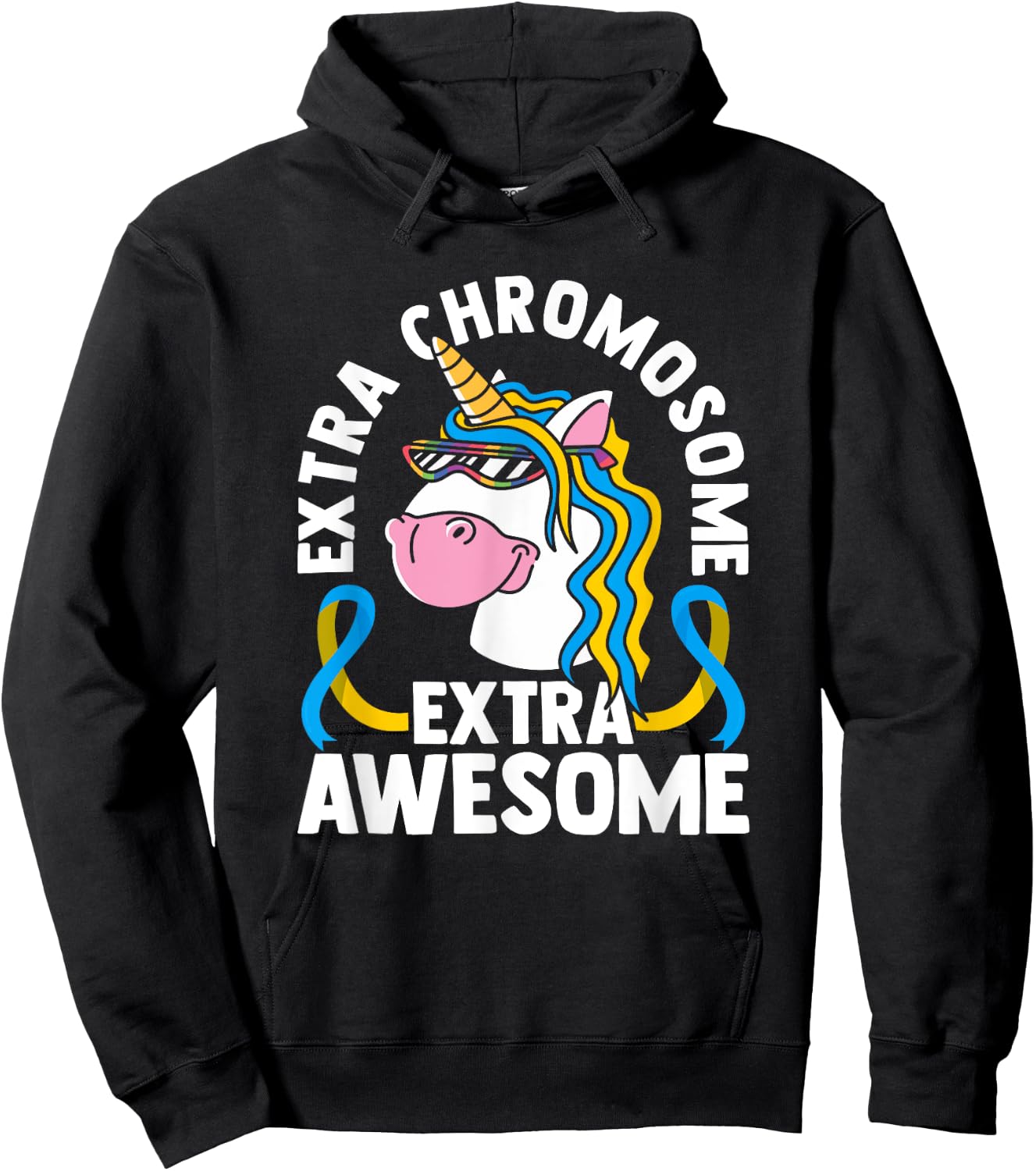 Extra Chromosome Extra Awesome Unicorn Down Syndrome Hoodie - Hoodie | Black
