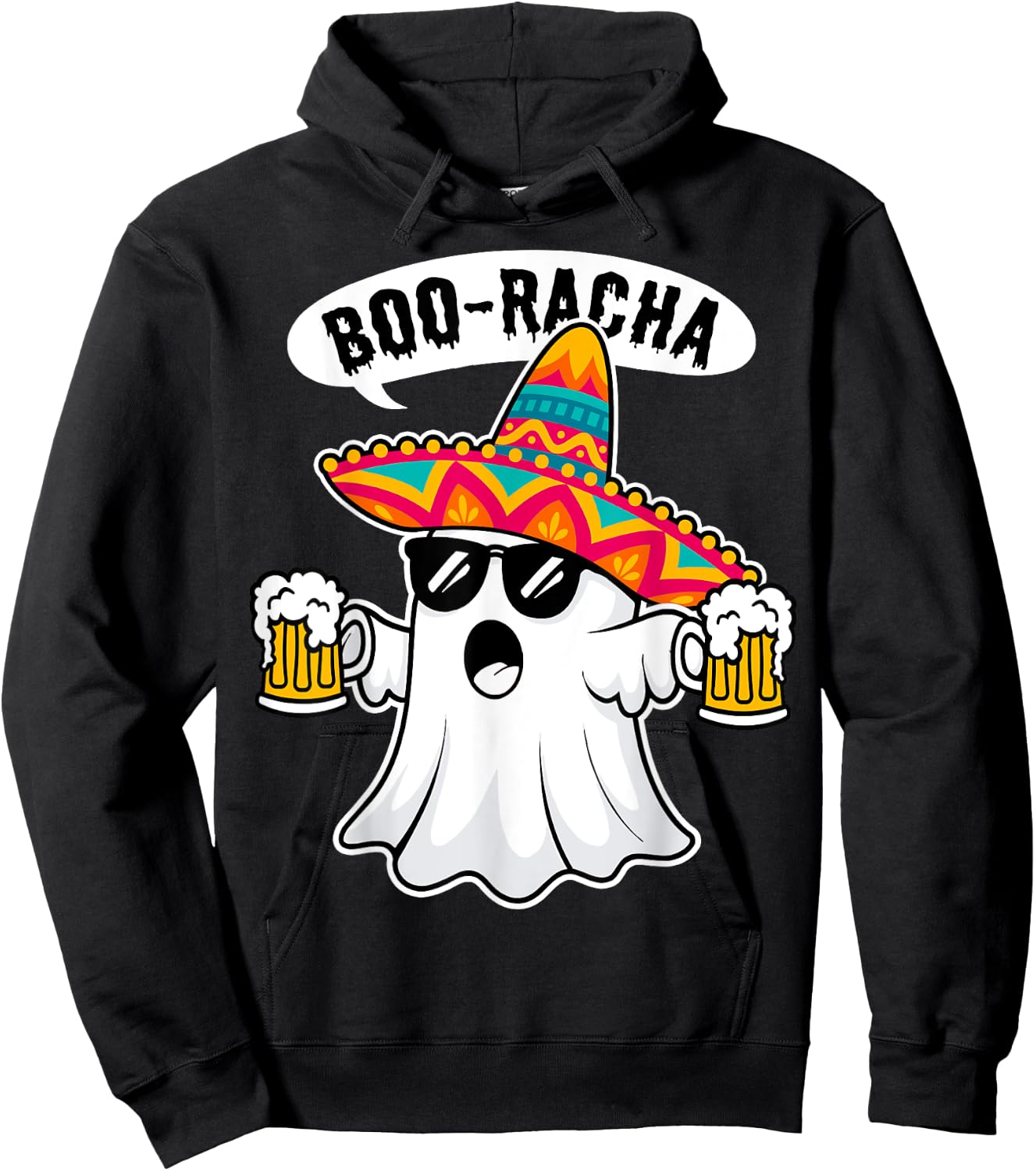 Boo-Racha Halloween Cute Ghost Boo Borracha Cinco De Mayo Hoodie - Hoodie | Black