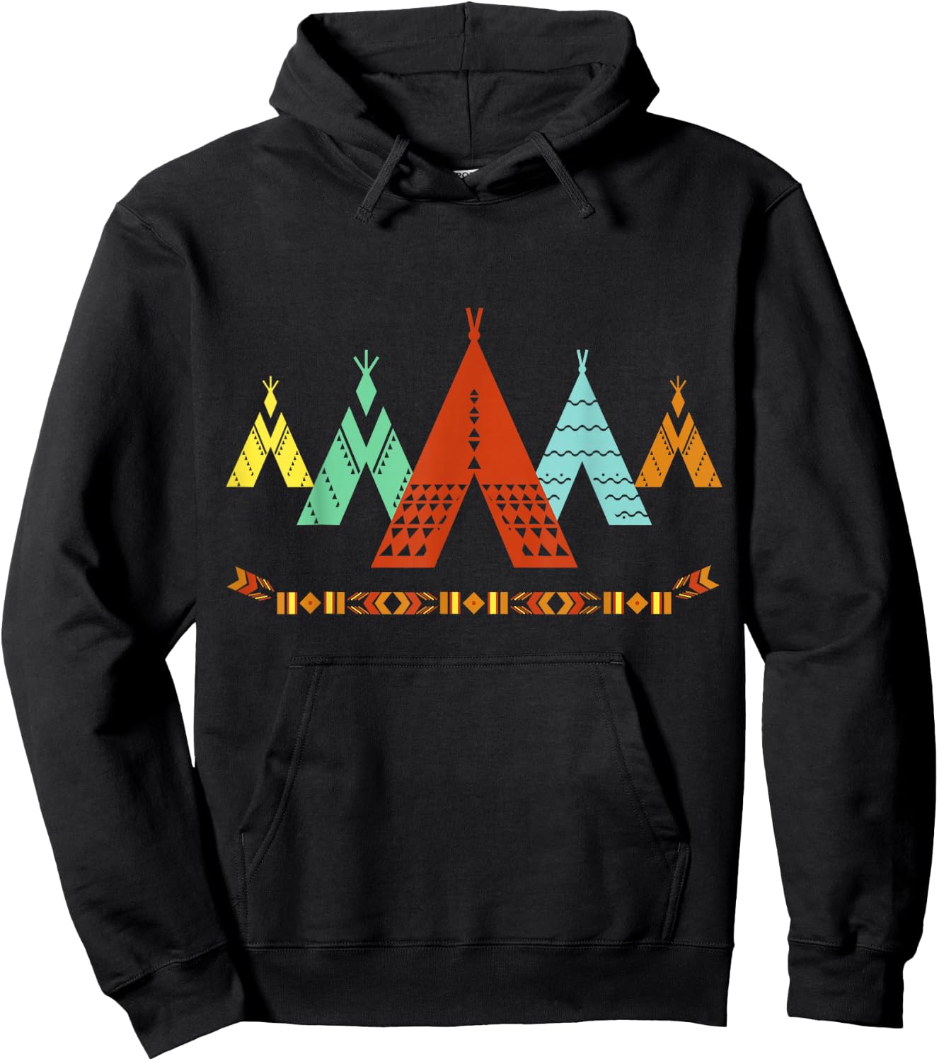 Vintage Native American Teepee , Indian Shirt Hoodie - Hoodie | Black