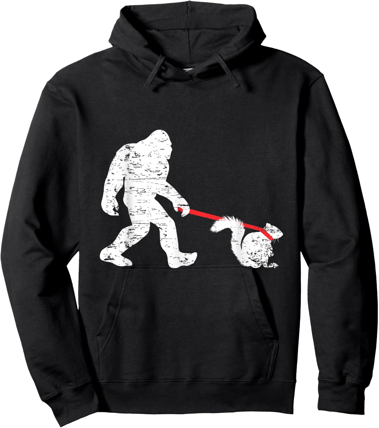 Cool Big Foot and Squirrel Lover Gifts Bigfoot Walking Squirrel Funny Sasquatch Fan -Adults Black Small Classic Fit Short Sleeve Cotton 60% Polyester 40% Hoodie - Hoodie | Black