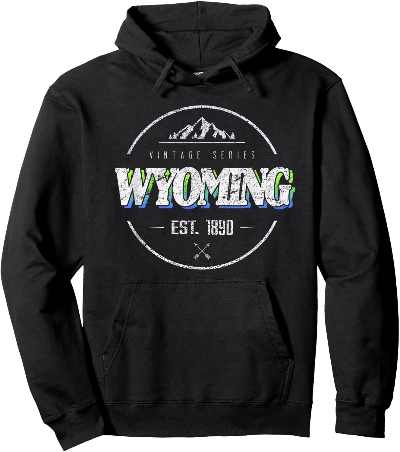 Wyoming Retro Vintage Mountain Outdoors State Graphic Hoodie - Hoodie | Black