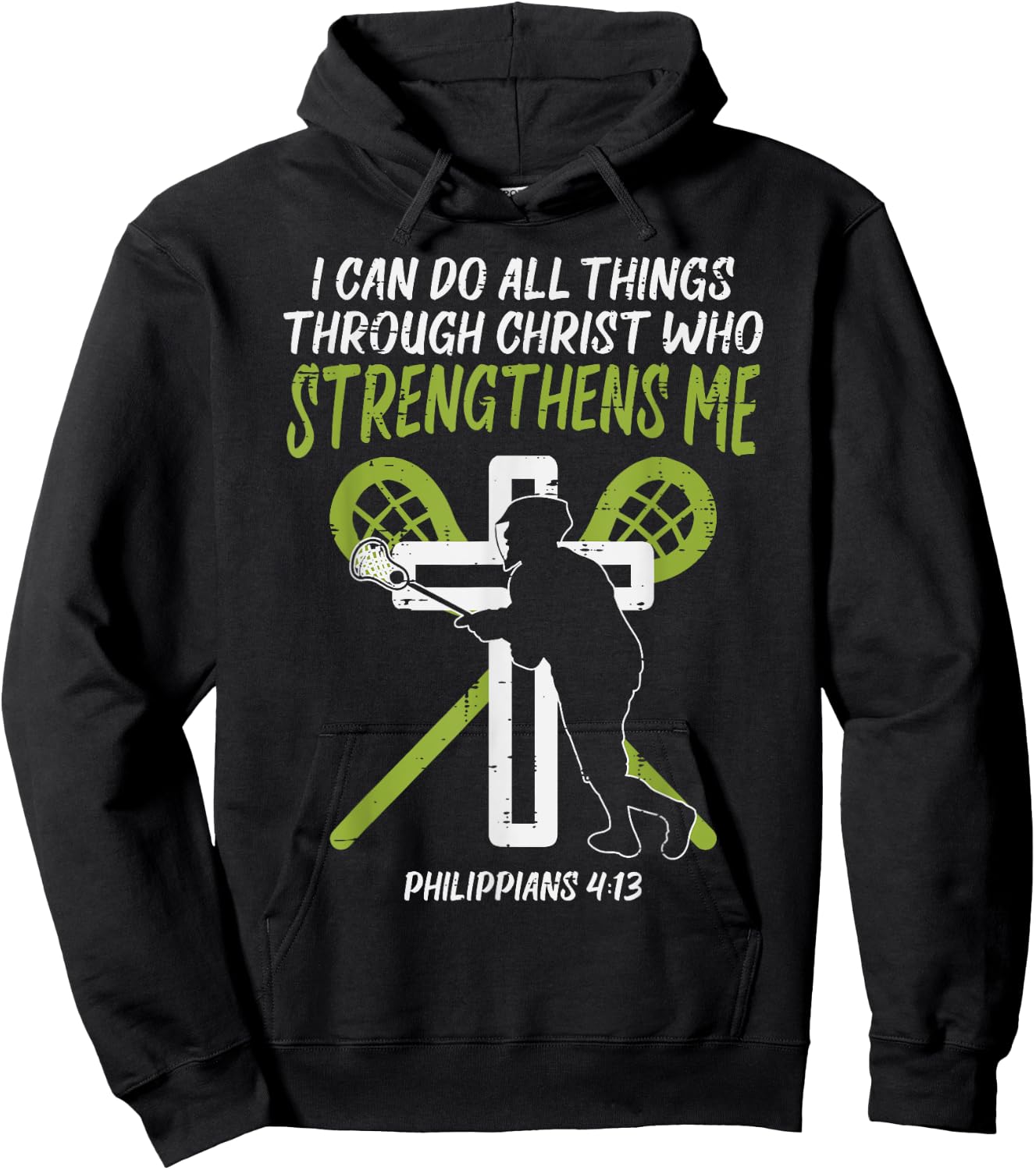 Can Do All Things Christ Lacrosse Religious Lax Christian Hoodie - Hoodie | Black