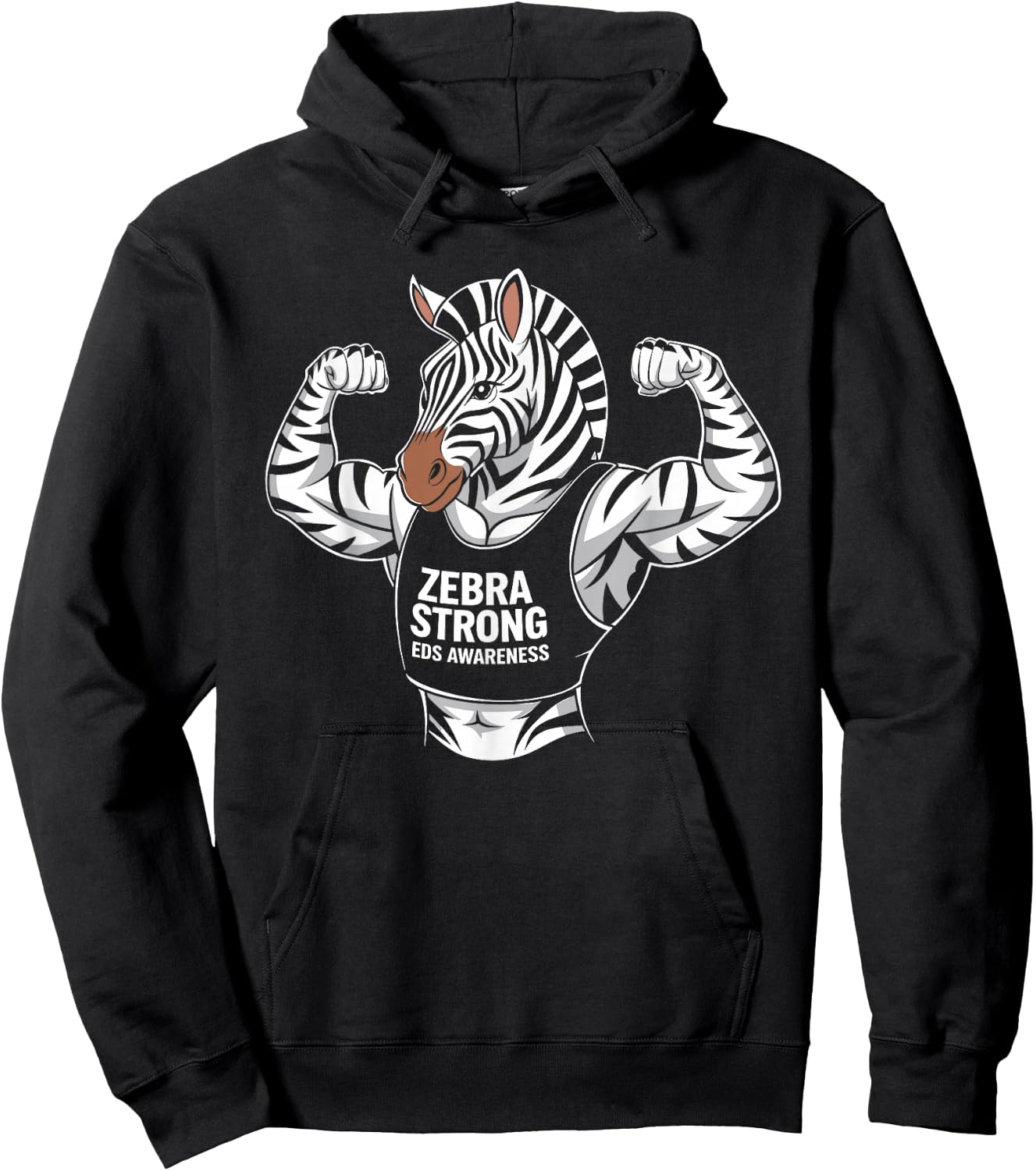 Zebra Strong EDS Awareness Ehlers Danlos Syndrome Hoodie - Hoodie | Black