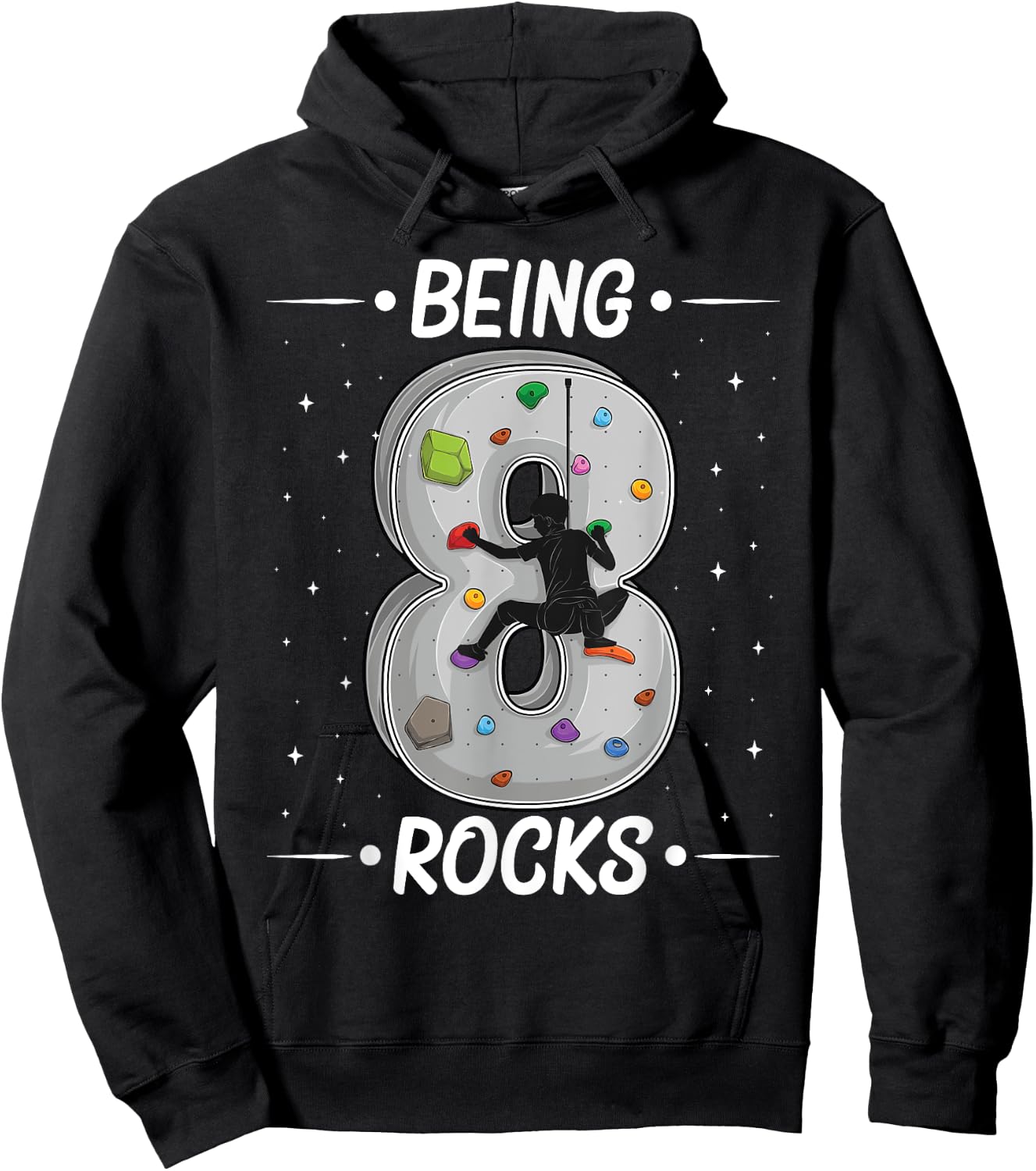 8 year old rock climbing 8th birthday Adventures Climber Hoodie - Hoodie | Black