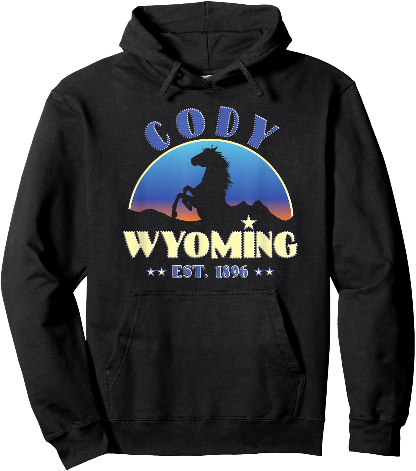 Cody Wyoming WY Wild Horse Hoodie - Hoodie | Black