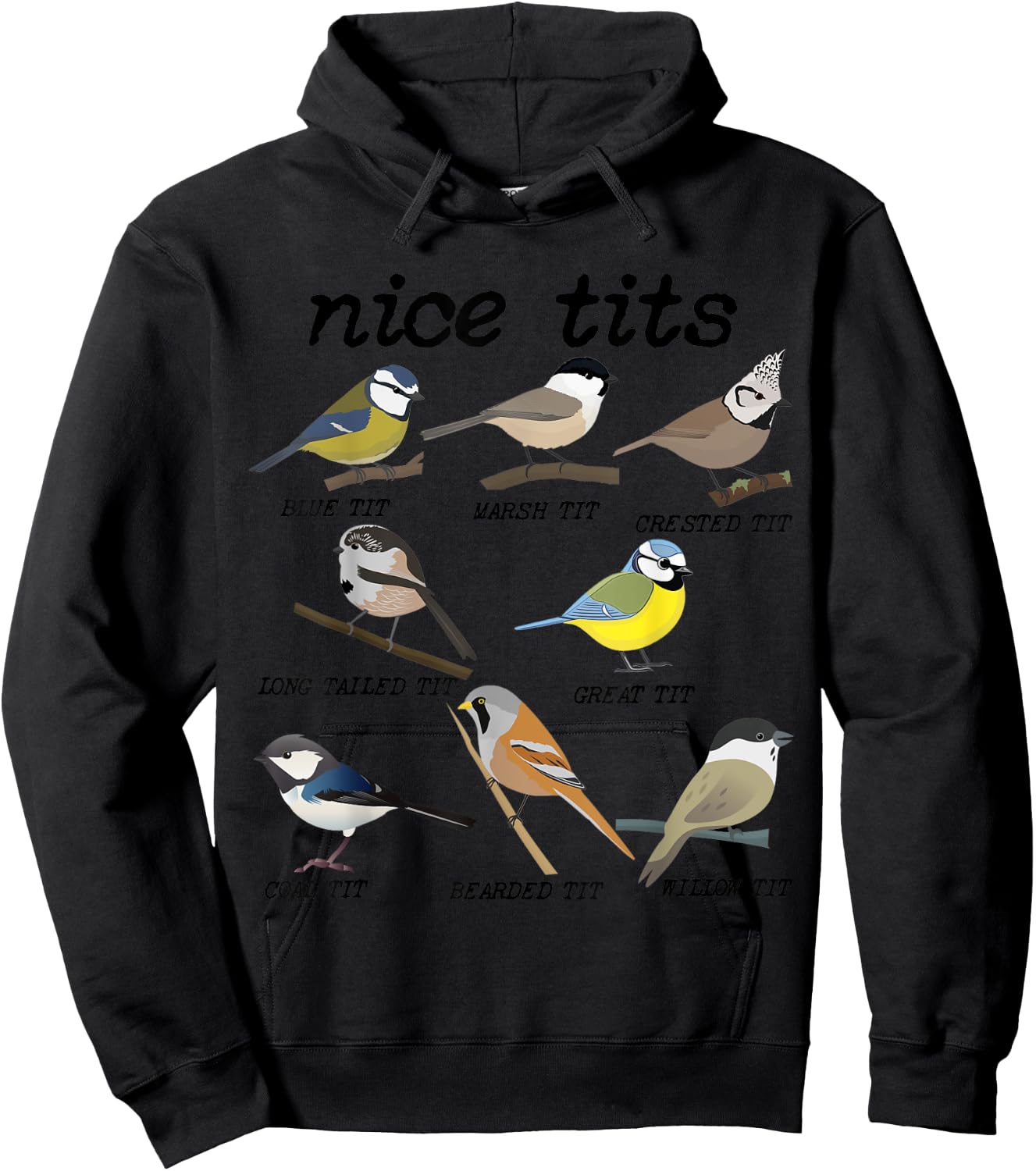 Nice Tits Funny Bird Watching Funny Tit Birds Birdwatcher Hoodie - Hoodie | Black