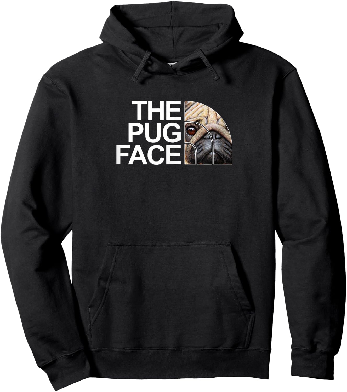 The Pug Face Funny Pug Dog , Black, S Hoodie - Hoodie | Black
