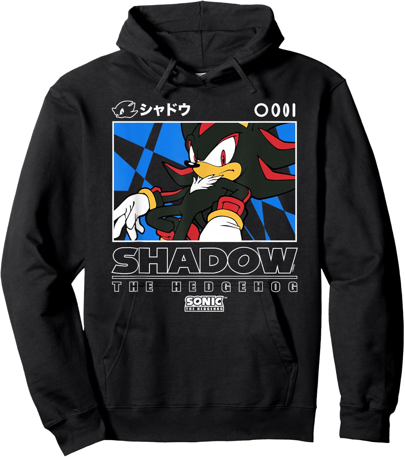 Sonic The Hedgehog Shadow Iconic Kanji Chest Big Portrait Hoodie - Hoodie | Black
