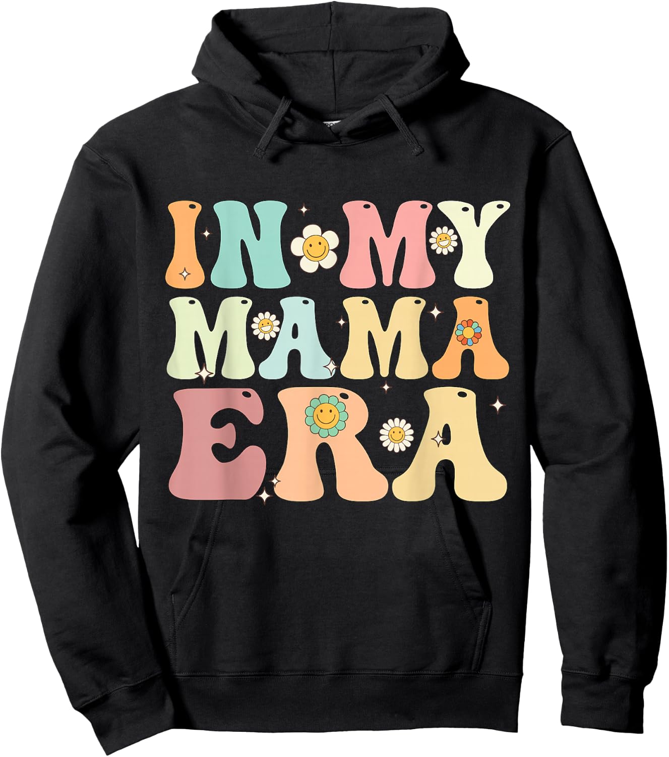 In My Mama Era Groovy Retro Mom Mother's Day 2025 Hoodie - Hoodie | Black