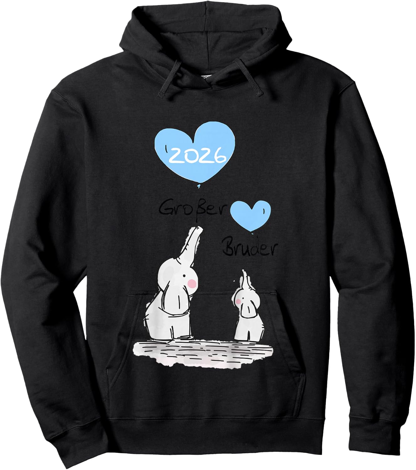 Children's Big Brother 2026 Gift Elephant Announcement Birth , White Hoodie - Hoodie | Black