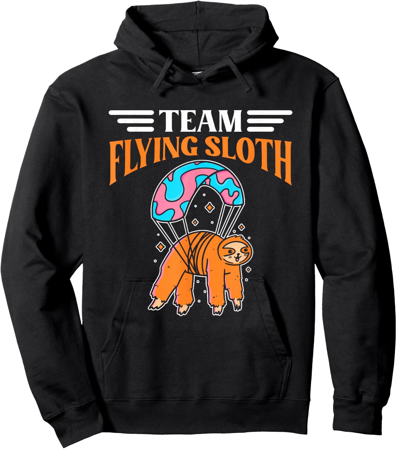Funny Team Flying Sloth | Sloth Skydiver | Skydiving Hoodie - Hoodie | Black