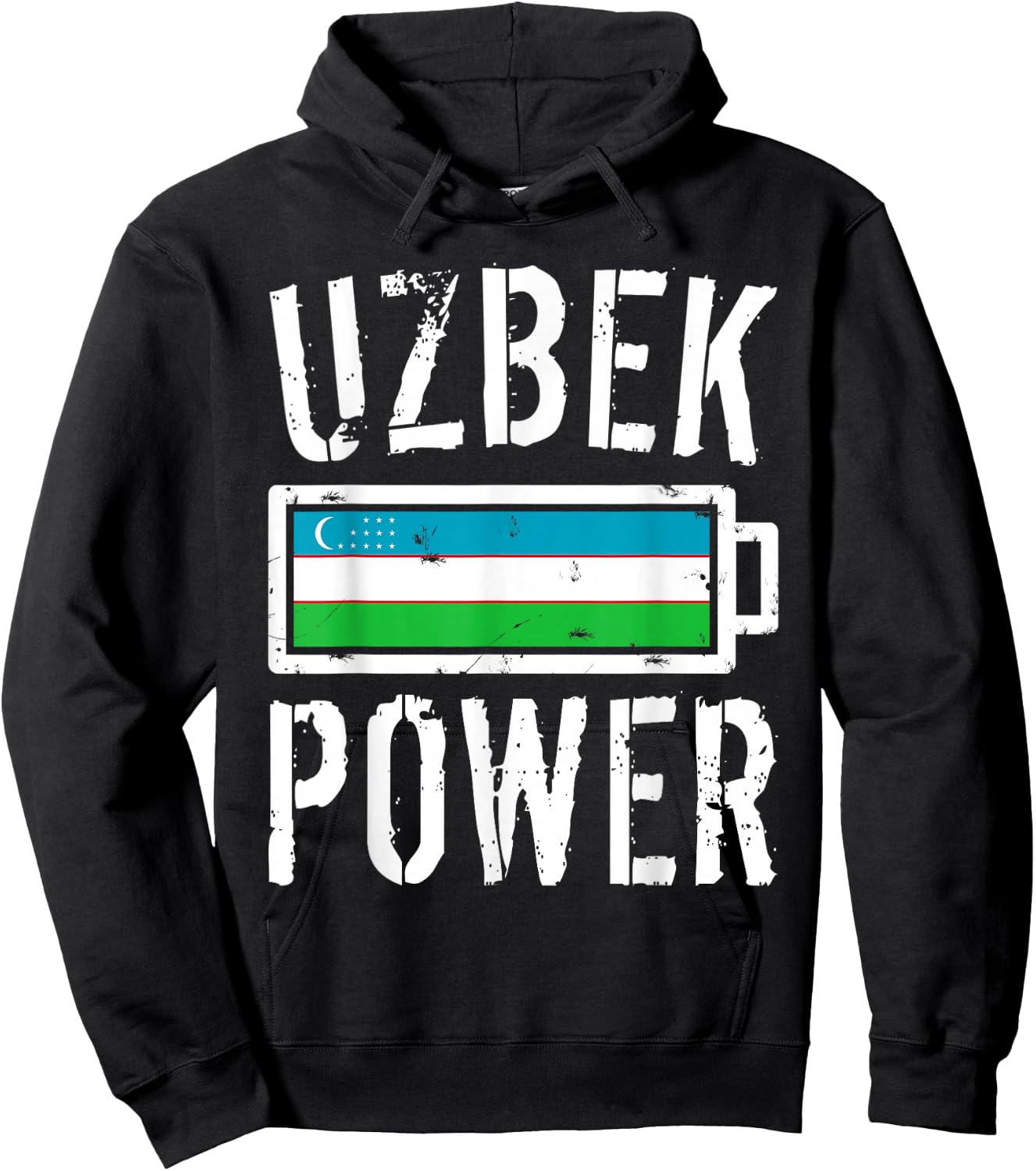 Uzbekistan Flag | Uzbek Power Battery Proud Hoodie - Hoodie | Black