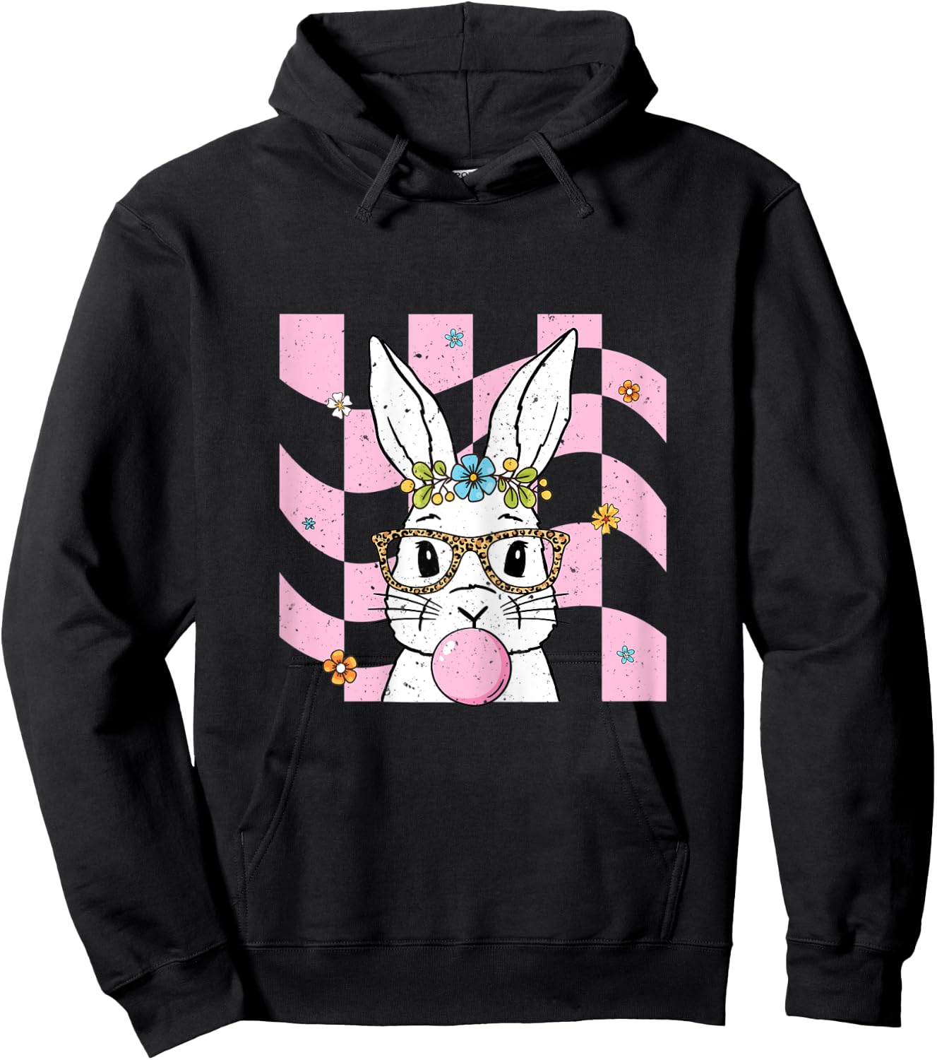 Easter Bunny with Leopard Glasses Rabbit Easter Day Hoodie - Hoodie | Black