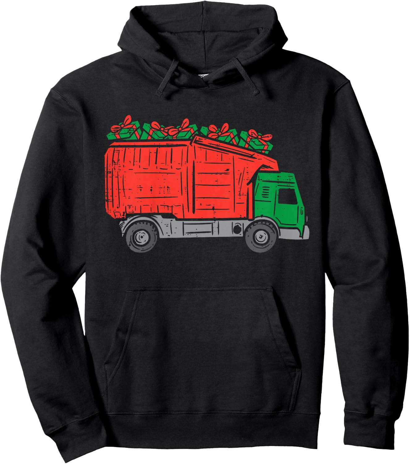 Kids Garbage Truck Xmas PJs Pajamas Toddler Boys Christmas Kids Hoodie - Hoodie | Black