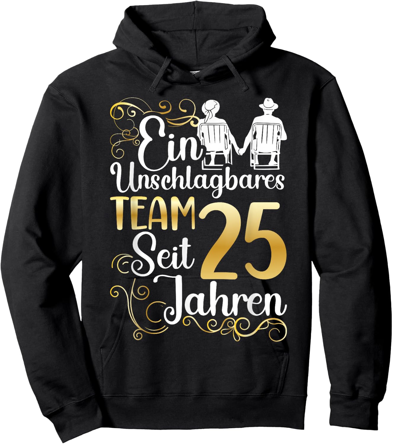 Silver Wedding 25 Years Married Wedding Anniversary , black, s Hoodie - Hoodie | Black