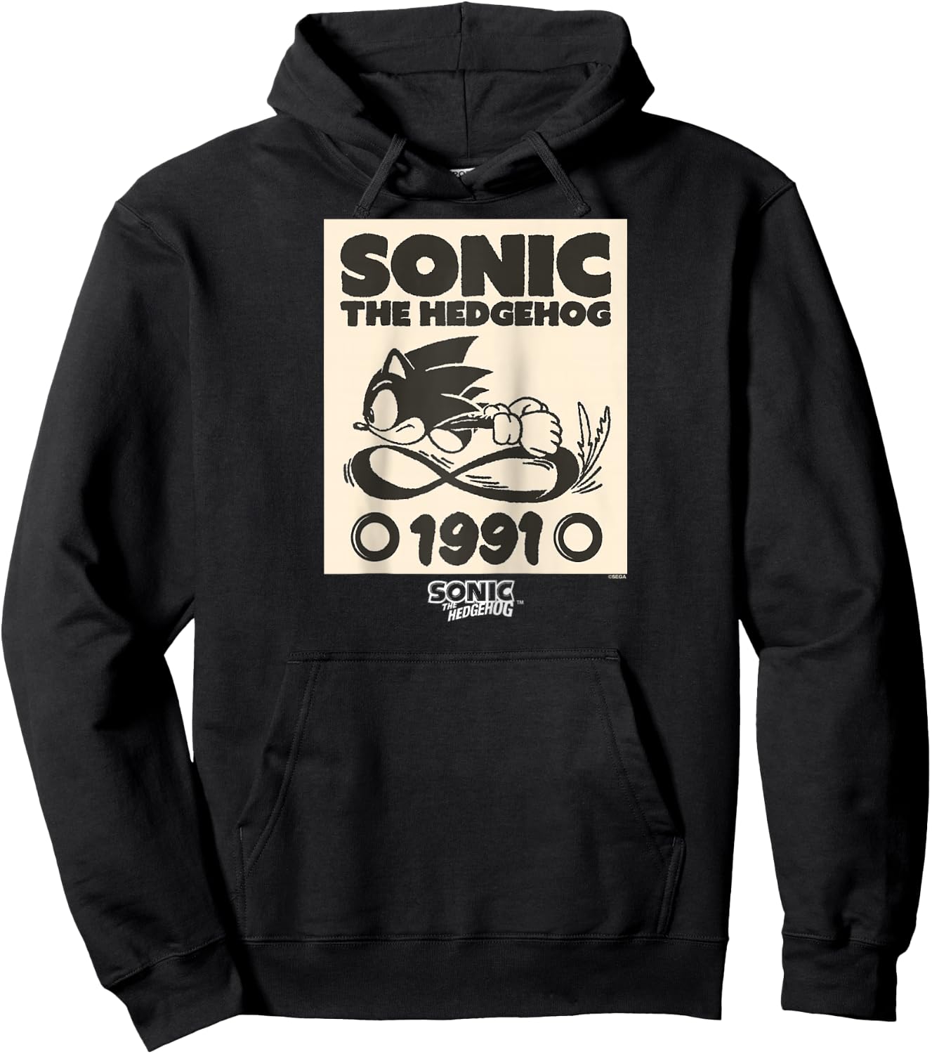 Sonic The Hedgehog 1991 Epic Run Vintage Sketch Raglan Baseball Hoodie - Hoodie | Black