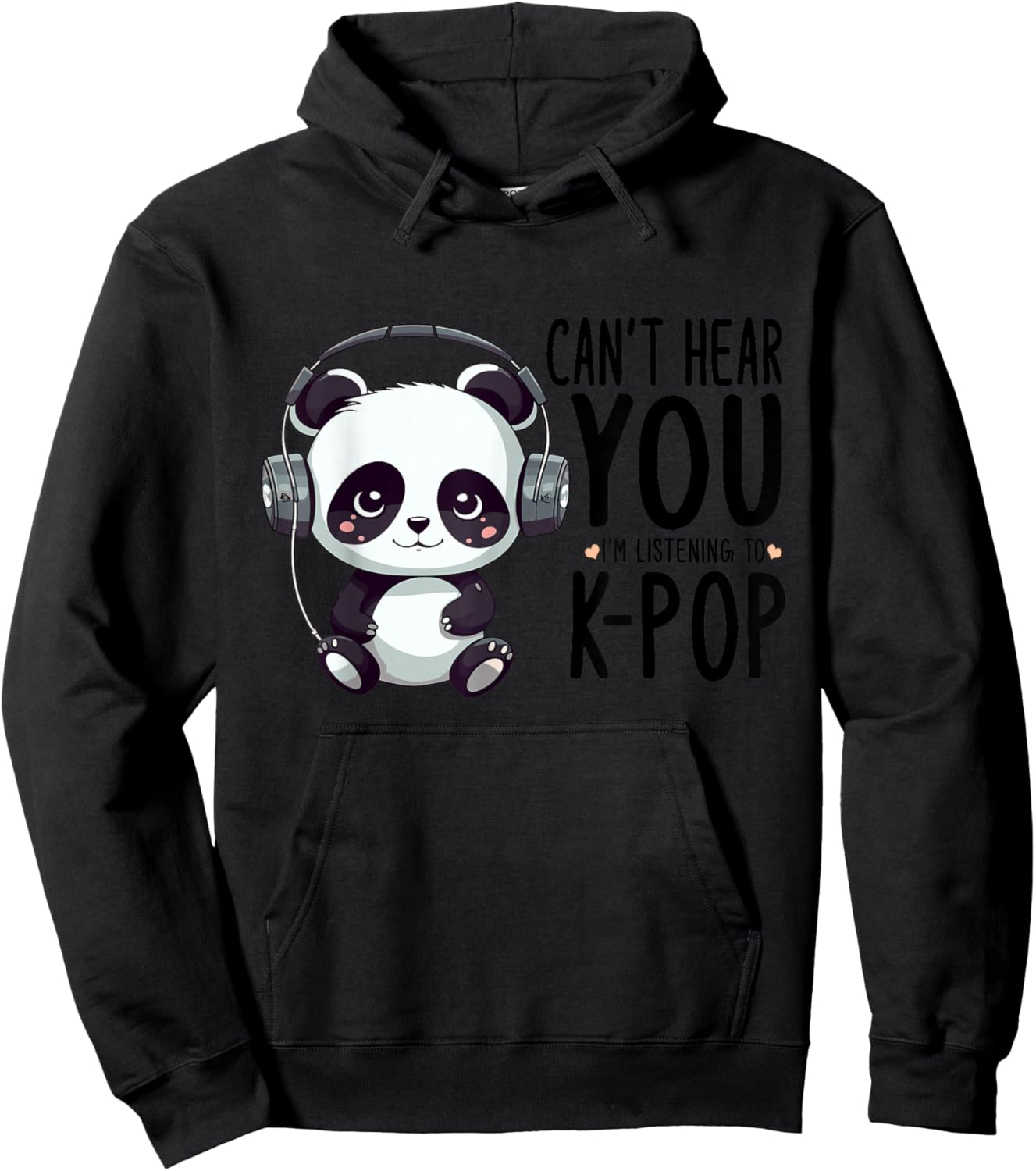 with German Text 'Ich kann dich nicht hörre' I hear K-Pop Panda Kpop fan merchandise, gray Hoodie - Hoodie | Black
