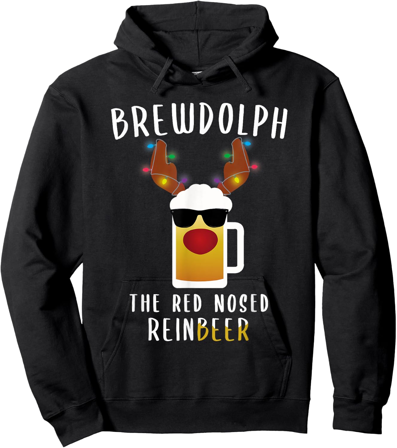 Reindeer Beer Rudolph Brewdolph Funny Christmas Gift Hoodie - Hoodie | Black