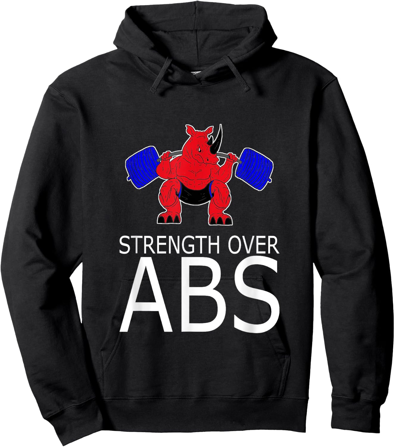 STRENGTH OVER ABS Weight Lifting With Saying Powerlifting Hoodie - Hoodie | Black
