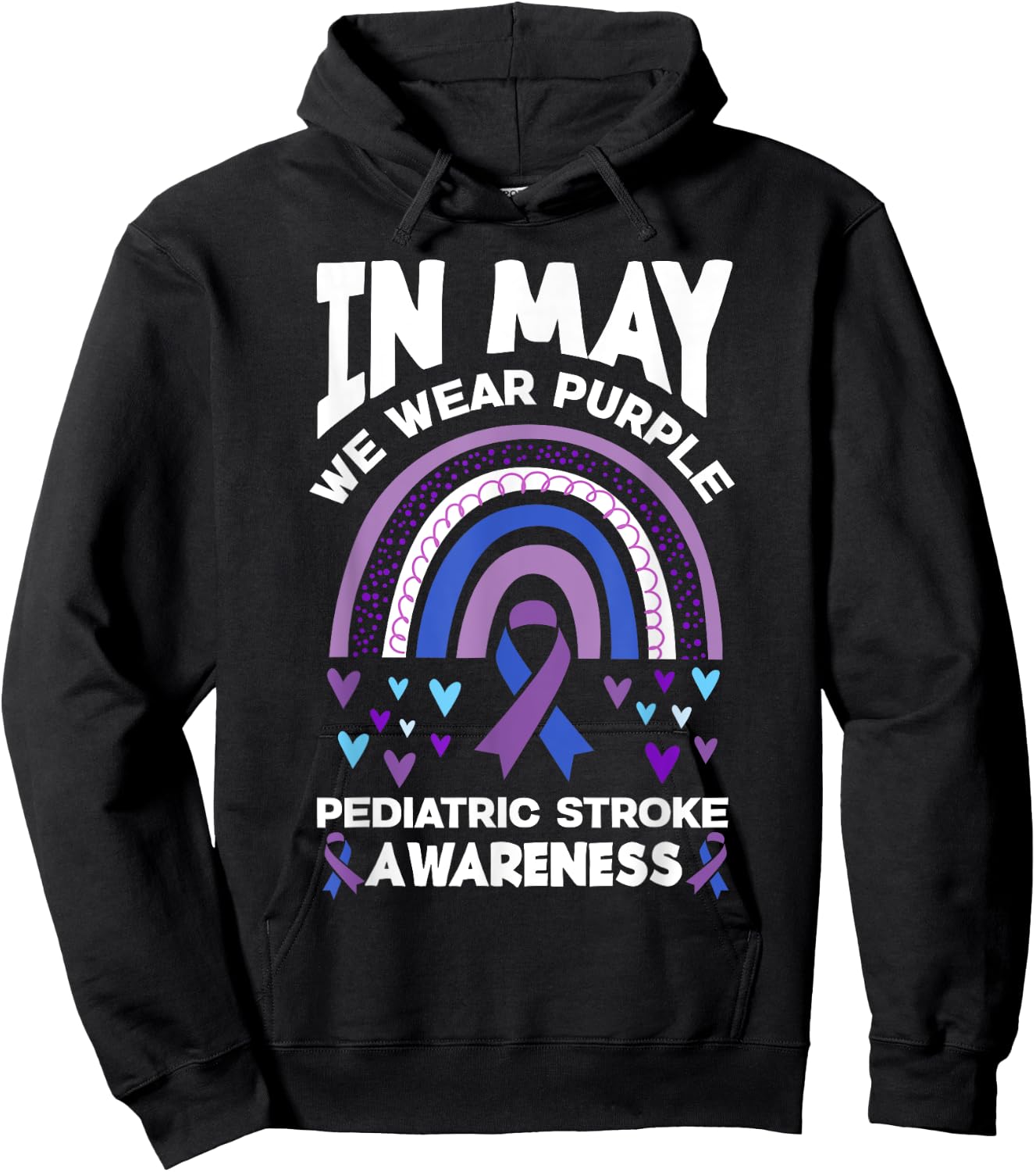 In May We Wear Purple Pediatric Stroke Awareness Hoodie - Hoodie | Black
