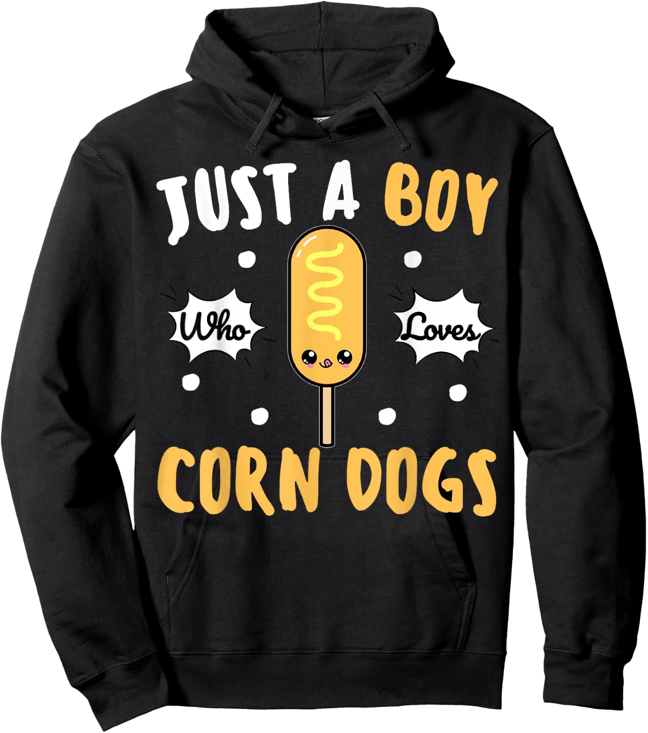 Cute Kawaii Funny Corndog Just a Boy Who Loves Corn Dogs Hoodie - Hoodie | Black