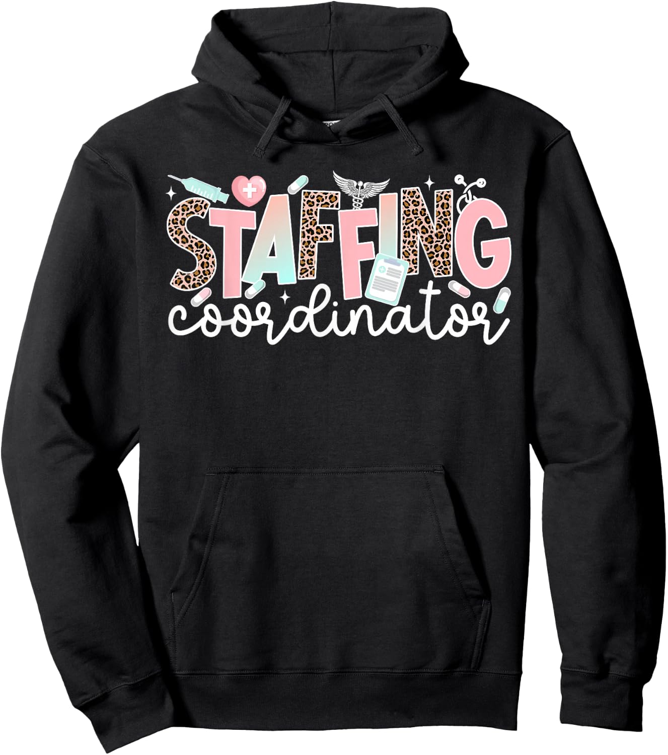 Staffing Coordinator Leopard Staffing Coordinators Hoodie - Hoodie | Black