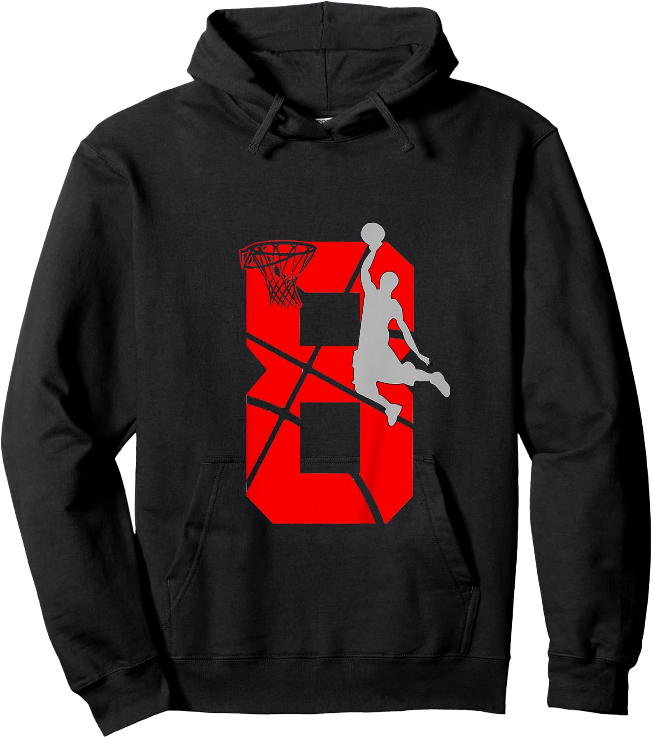 8 Year Old 8th Basketball Birthday PartyTheme Boys Girls Hoodie - Hoodie | Black