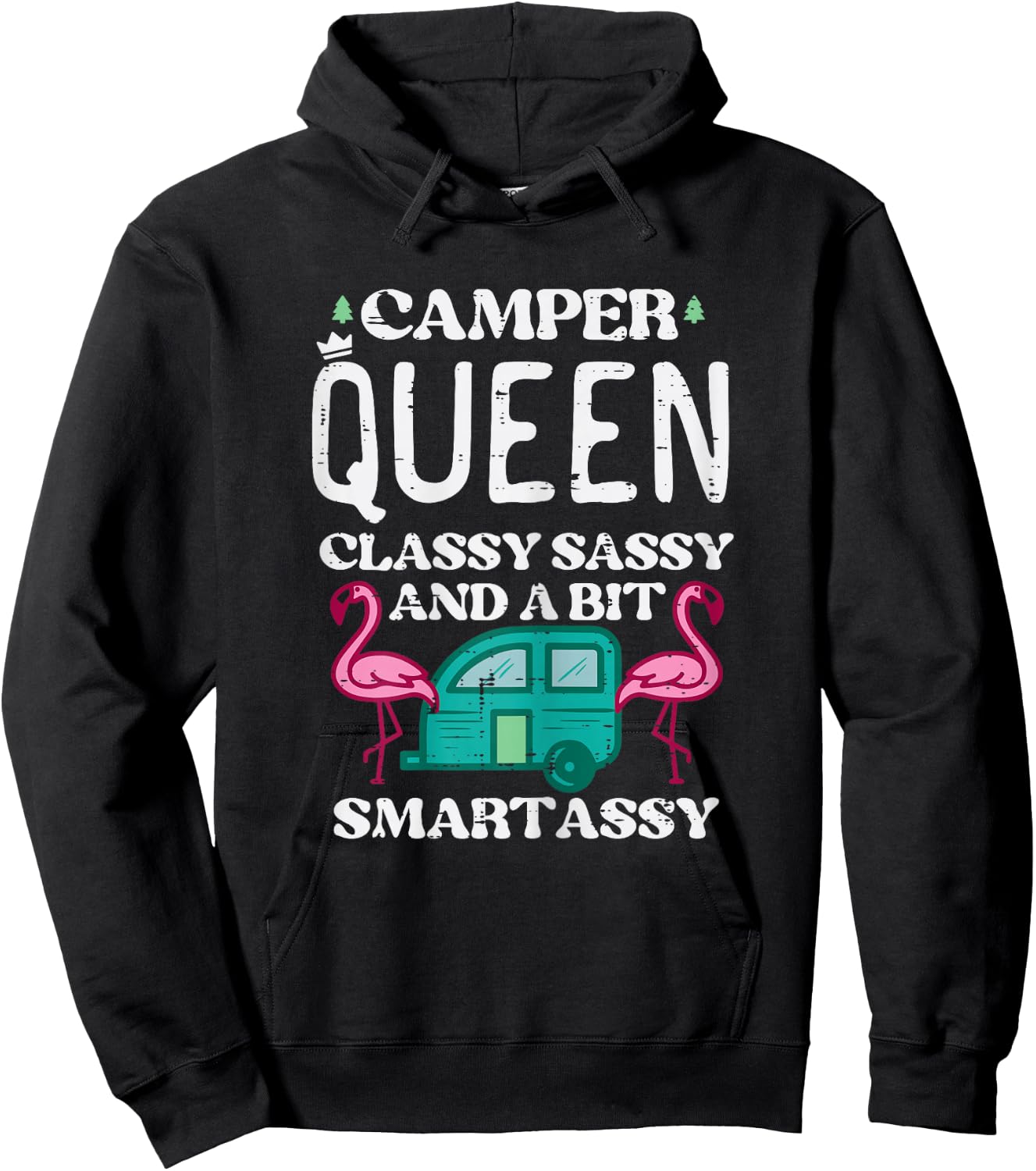 Camper Queen Classy Sassy Smart Camping RV Women Girls Teen Hoodie - Hoodie | Black