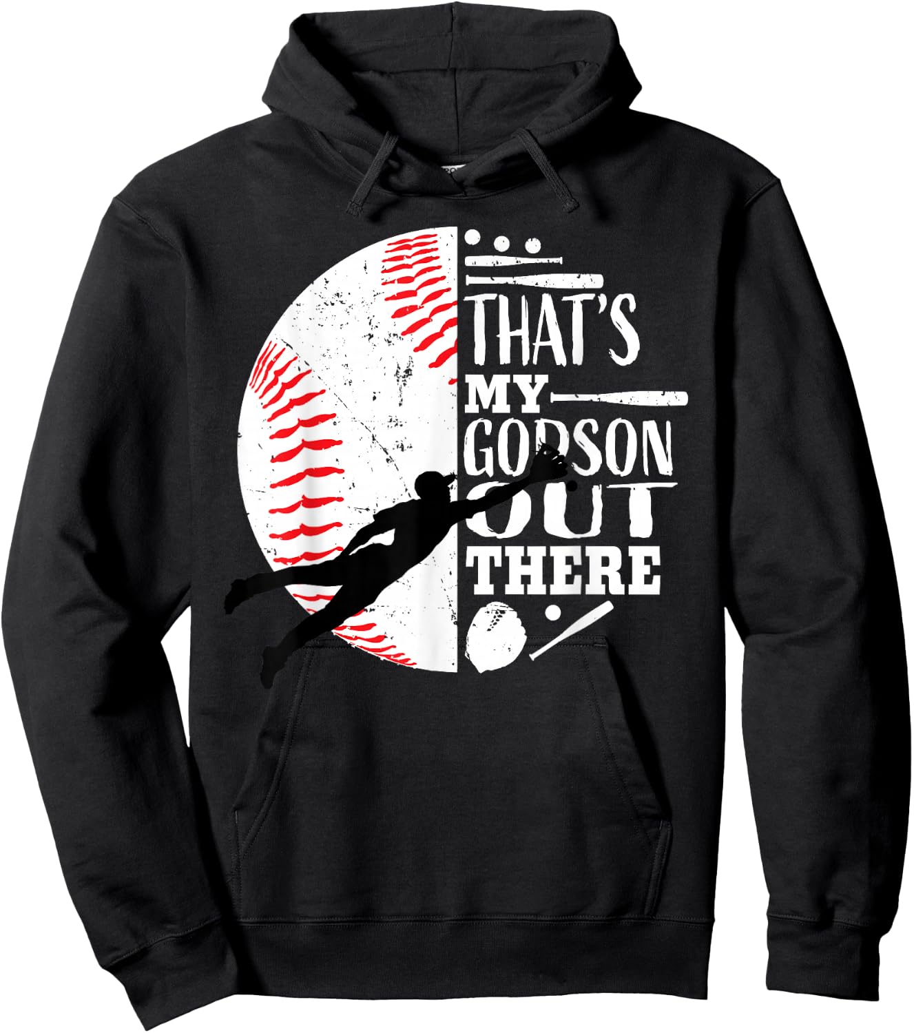 That's My Godson Out There Baseball Godfather Godmother Gift Hoodie - Hoodie | Black