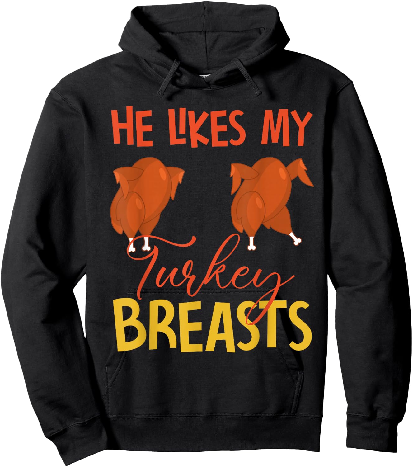 He Likes My Turkey Breasts Couple Matching Thanksgiving Hoodie - Hoodie | Black