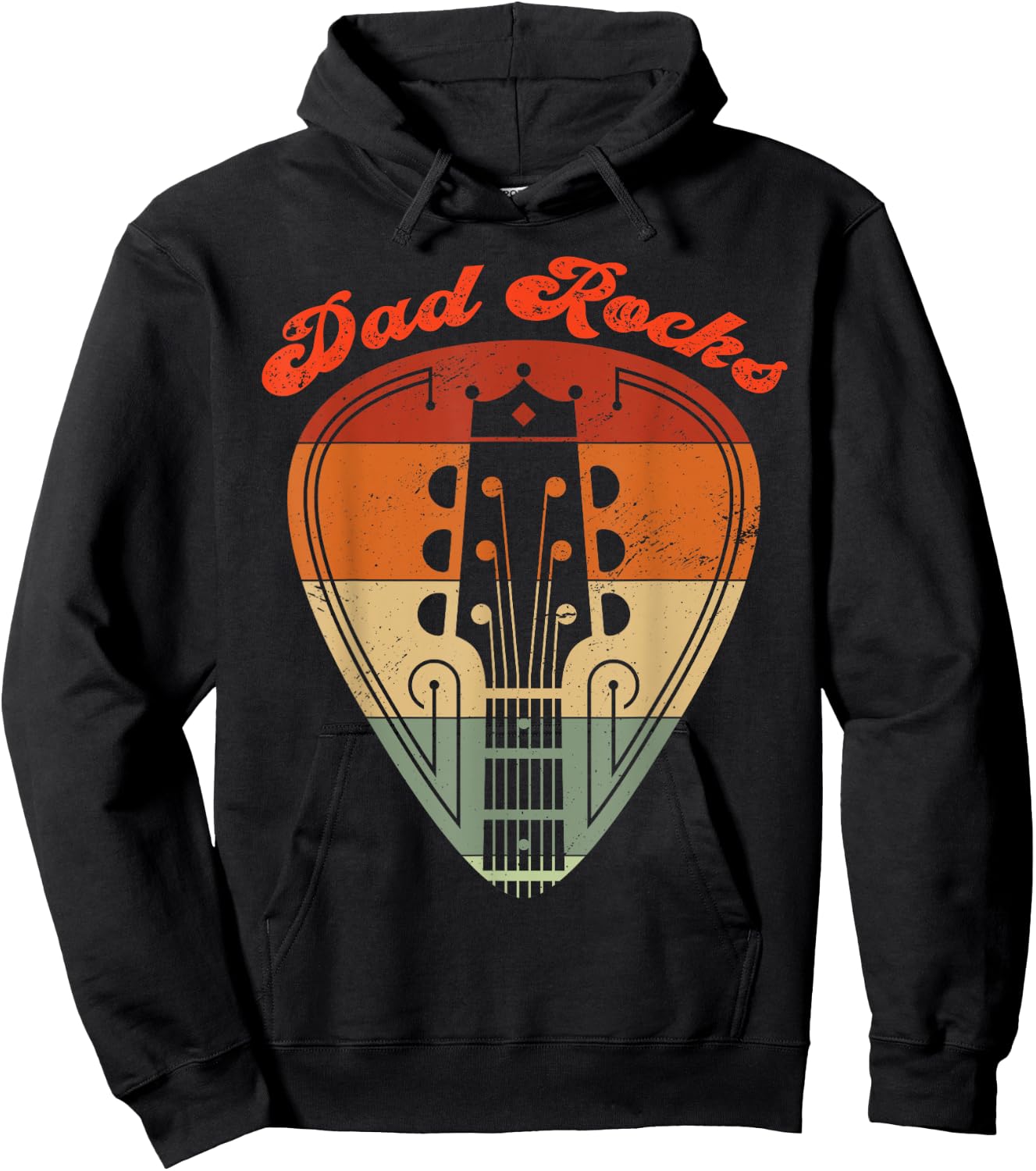 Dad Rocks Guitar Vintage Retro Father's Day Matching Hoodie - Hoodie | Black