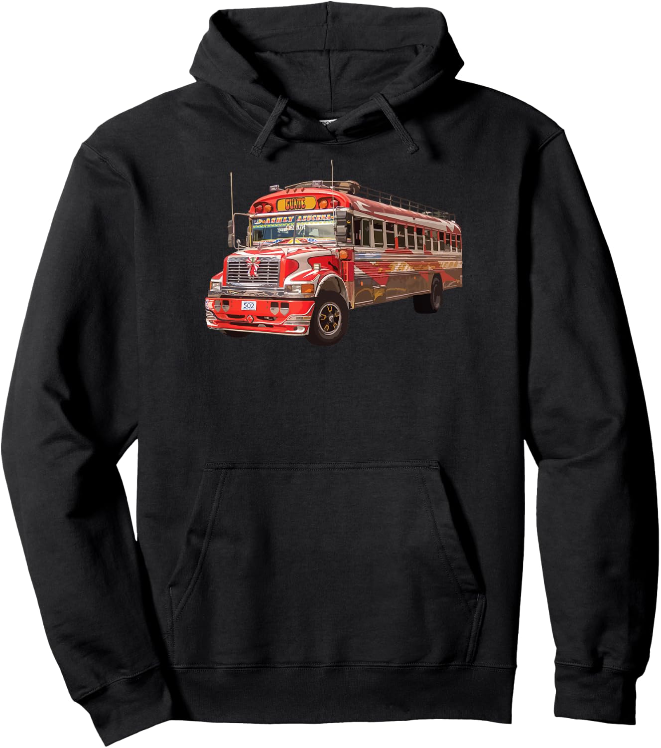 Chicken Bus Guatemala Quetzal Guate Tikal Maya Antigua 502 Hoodie - Hoodie | Black