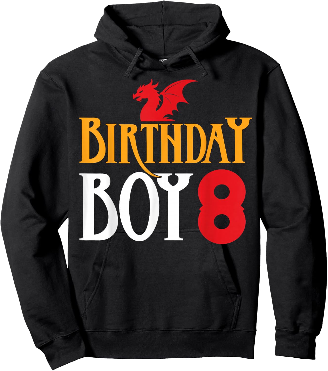 Birthday Boy Dragon 8 Years Old 8th Birthday Party Hoodie - Hoodie | Black