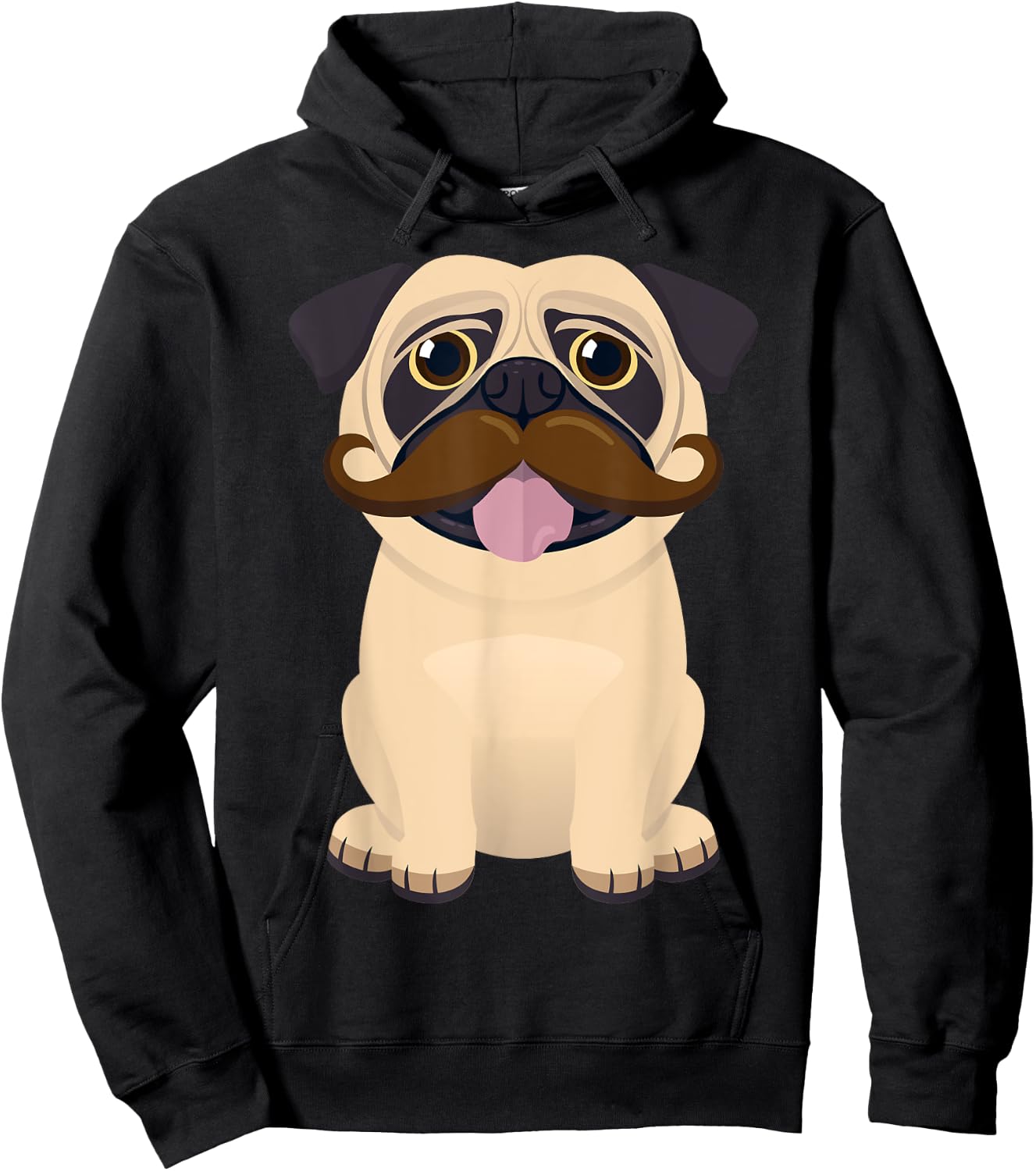 Funny Christmas Xmas Pug Dog Mustache Kids Costume Hoodie - Hoodie | Black