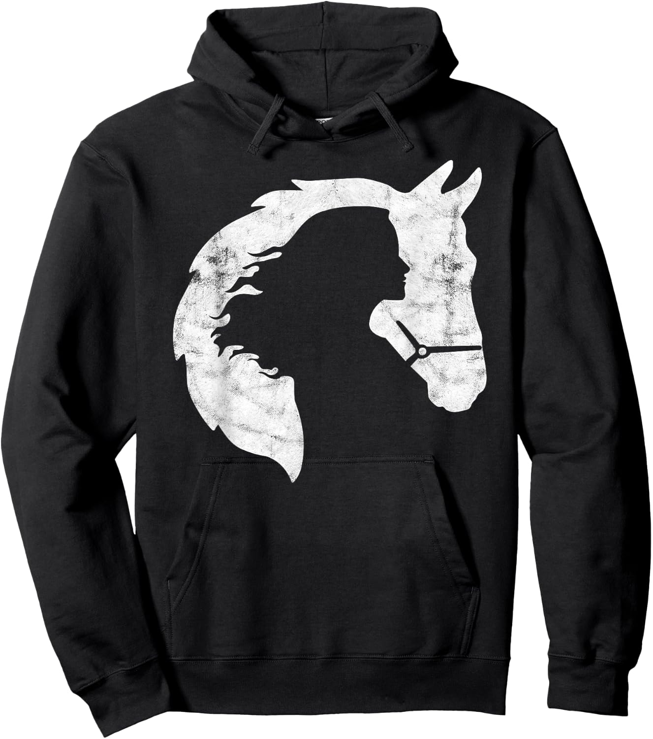 Retro Horse Young Woman With Horse Love Horse Silhouette Hoodie - Hoodie | Black