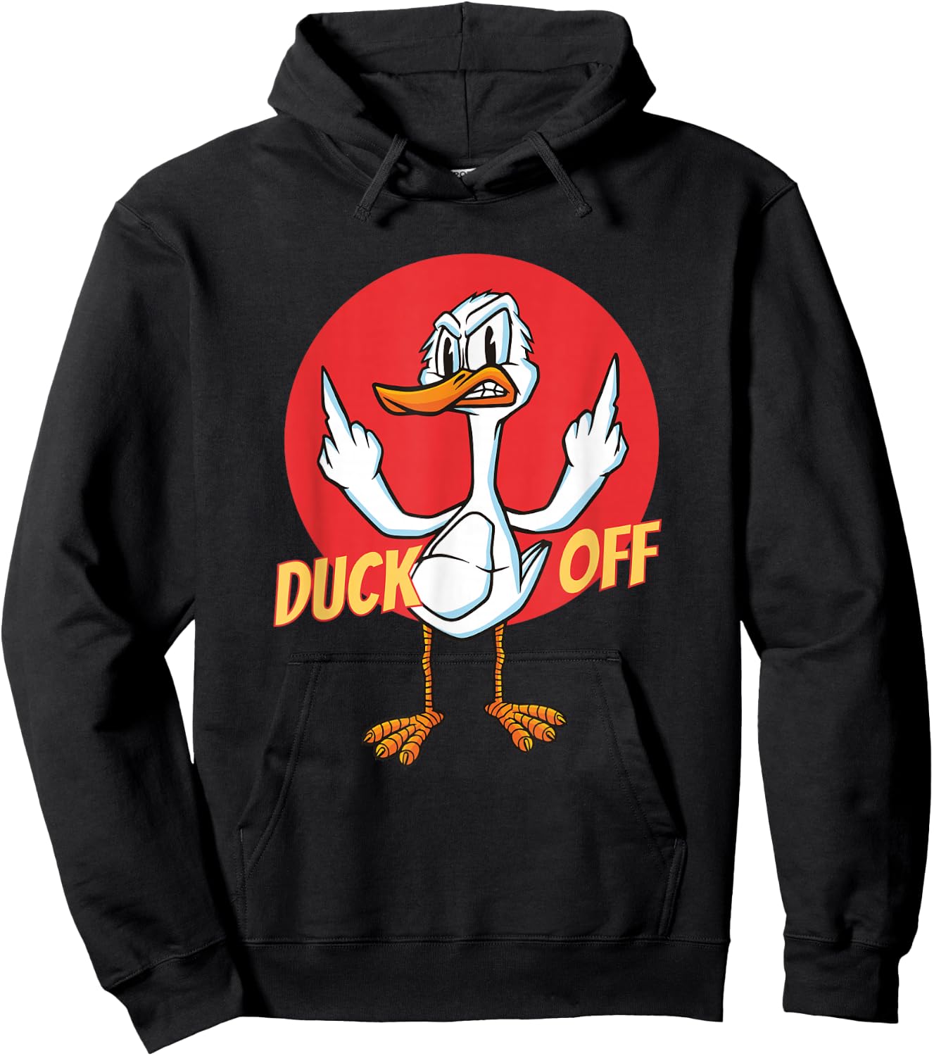 Duck Off Sarcastic Funny Middle Finger Pun Duck Cartoon Hoodie - Hoodie | Black