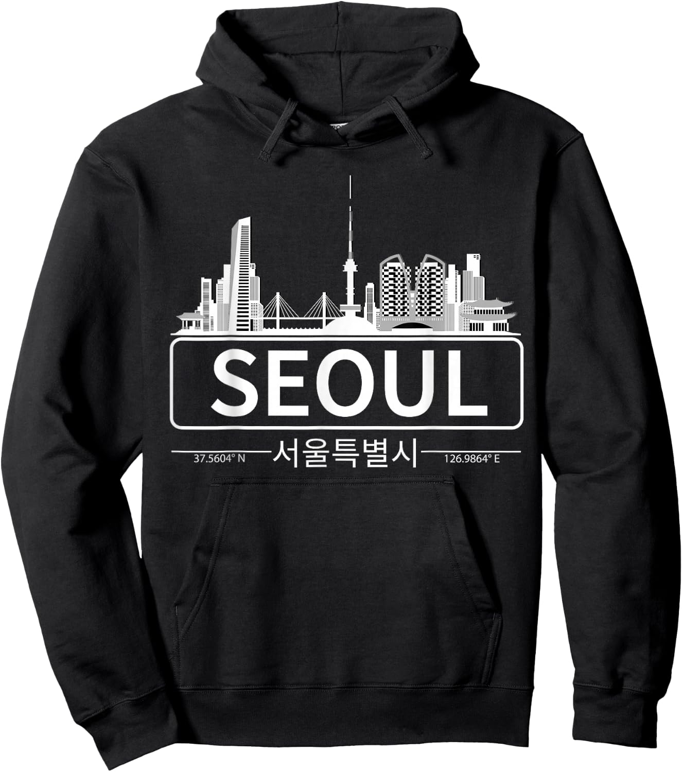 Seoul, South Korea Skyline Cityscape Hoodie - Hoodie | Black