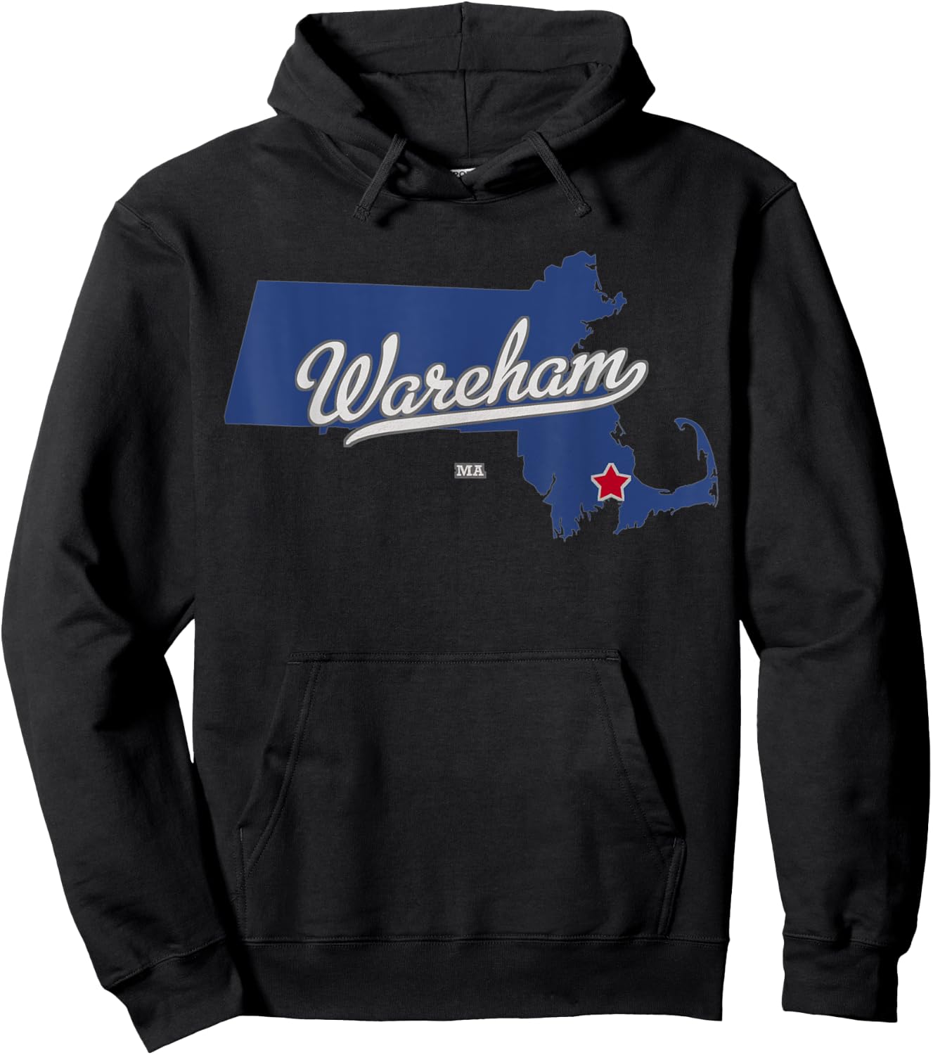 Wareham Massachusetts MA Map Hoodie - Hoodie | Black