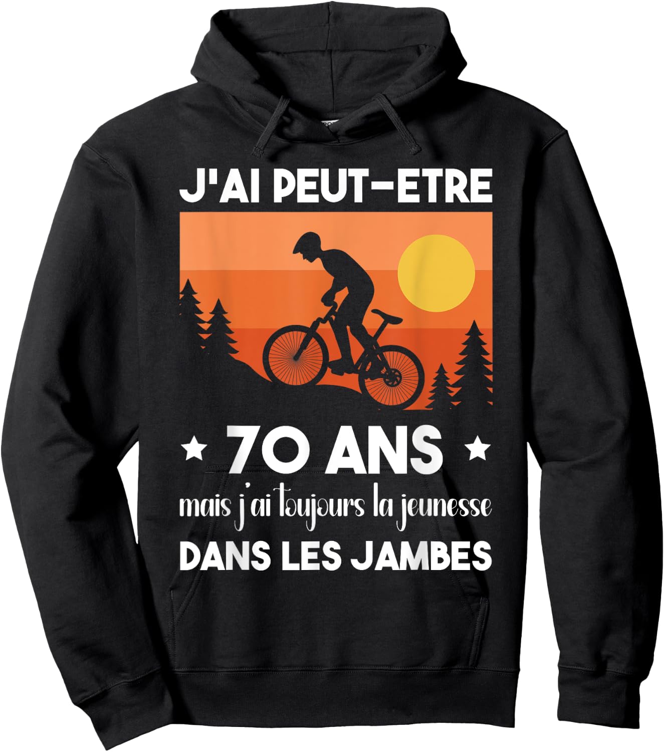 70 Years Birthday Bike Vintage Humor Cycling , Black, S Hoodie - Hoodie | Black