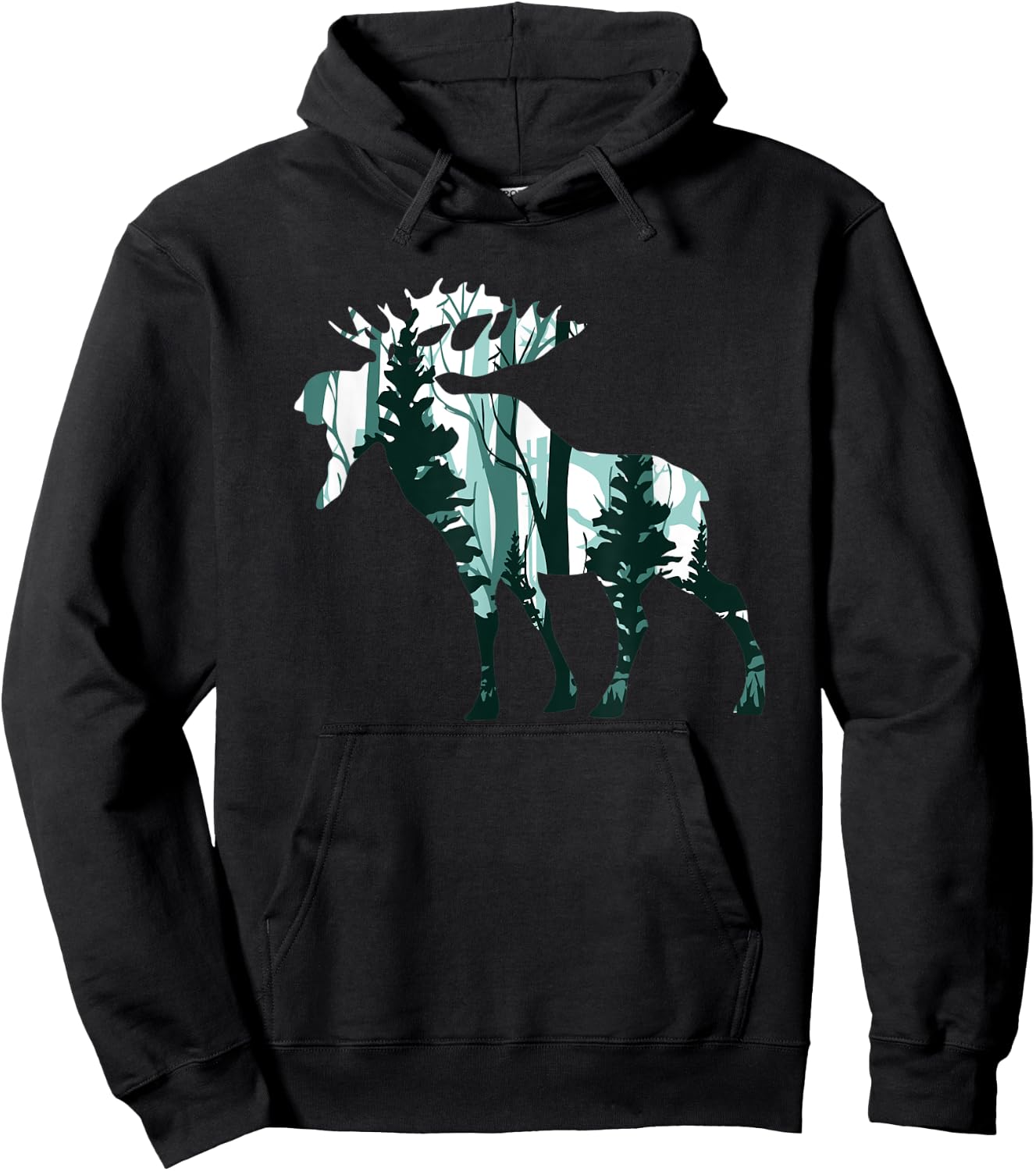 Nature Moose Hunter Gifts Hunting Bull Cow Antler Outdoors Hoodie - Hoodie | Black