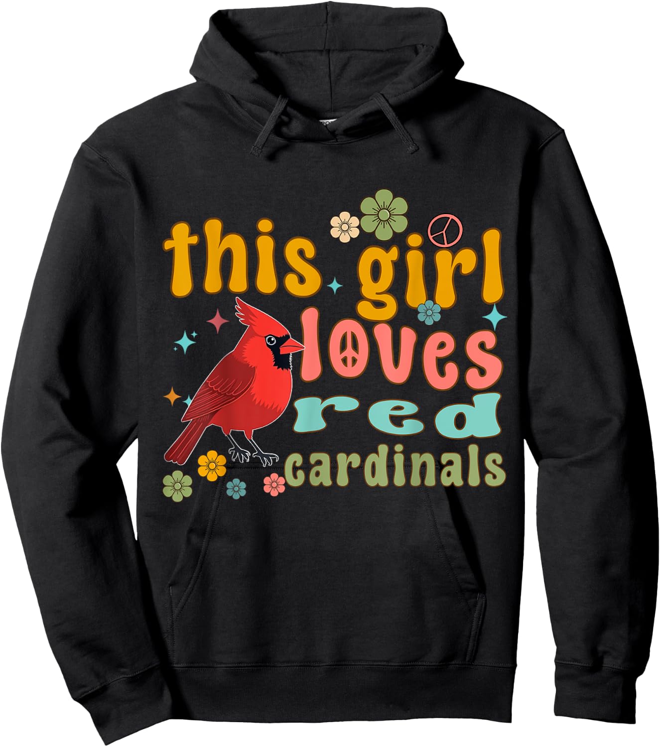 Red Cardinal Bird Women Men Girl Boys Northern Cardinal Hoodie - Hoodie | Black