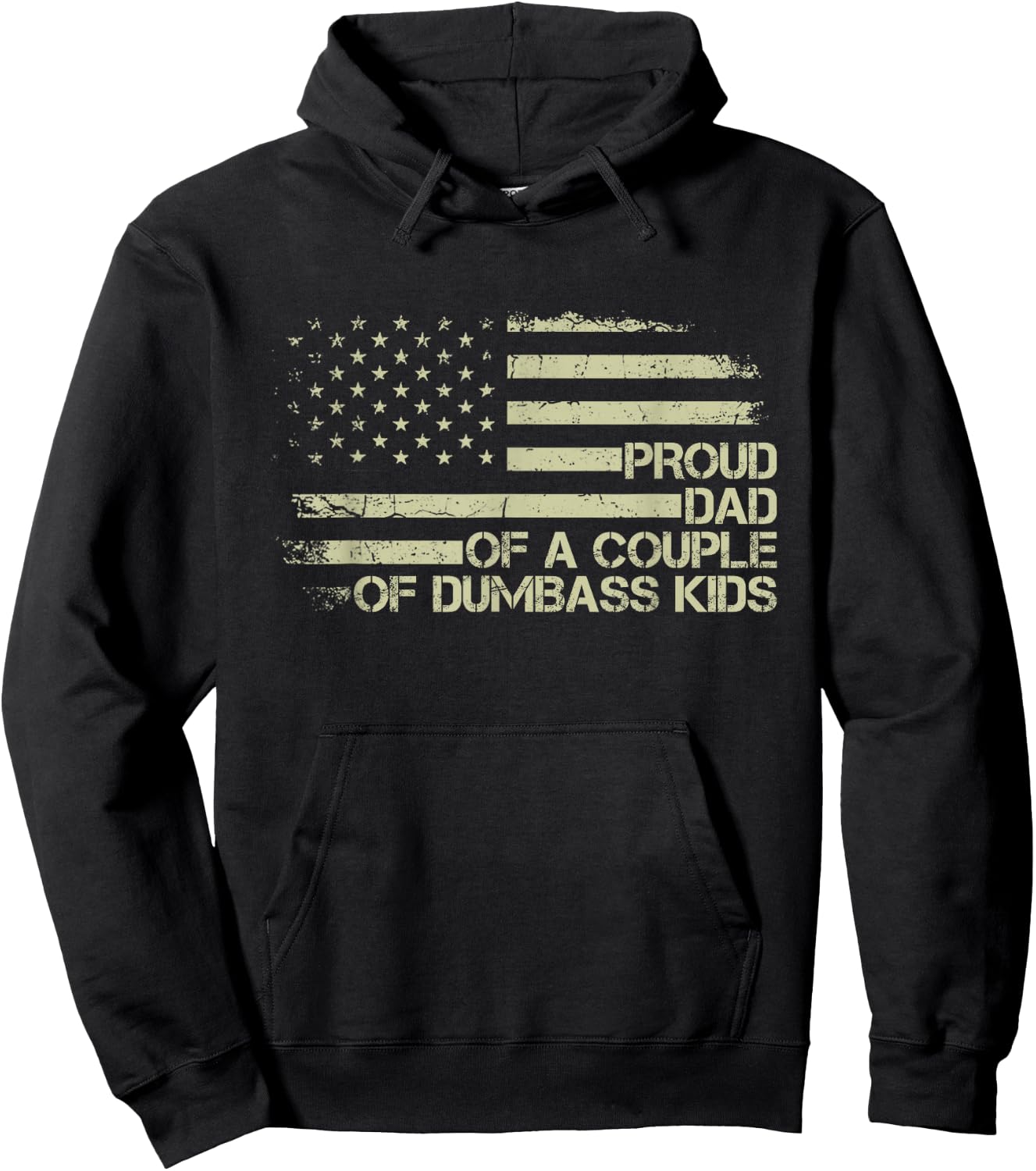 Proud Dad of a Couple of Dumbass Kids American Flag Funny Hoodie - Hoodie | Black