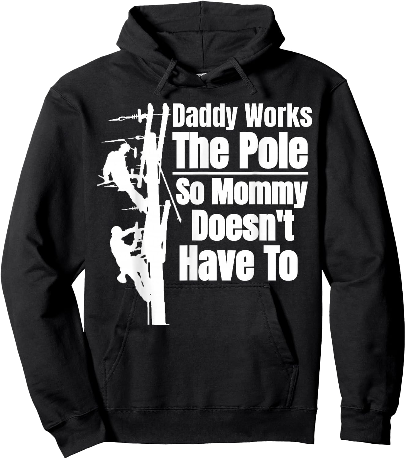 Dads Funny Electrical Lineman Gear | Husband & Lineman Wife Hoodie - Hoodie | Black